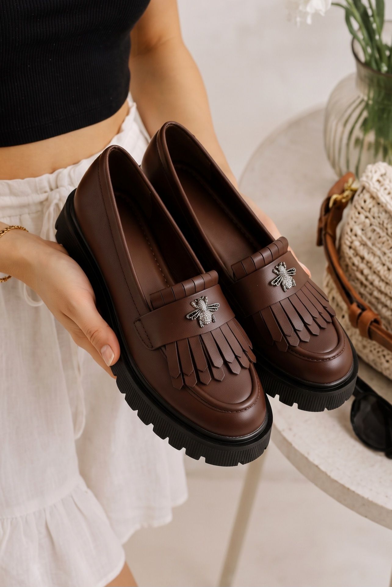 Pantofi casual dama maro din piele ecologica Kiana #25512