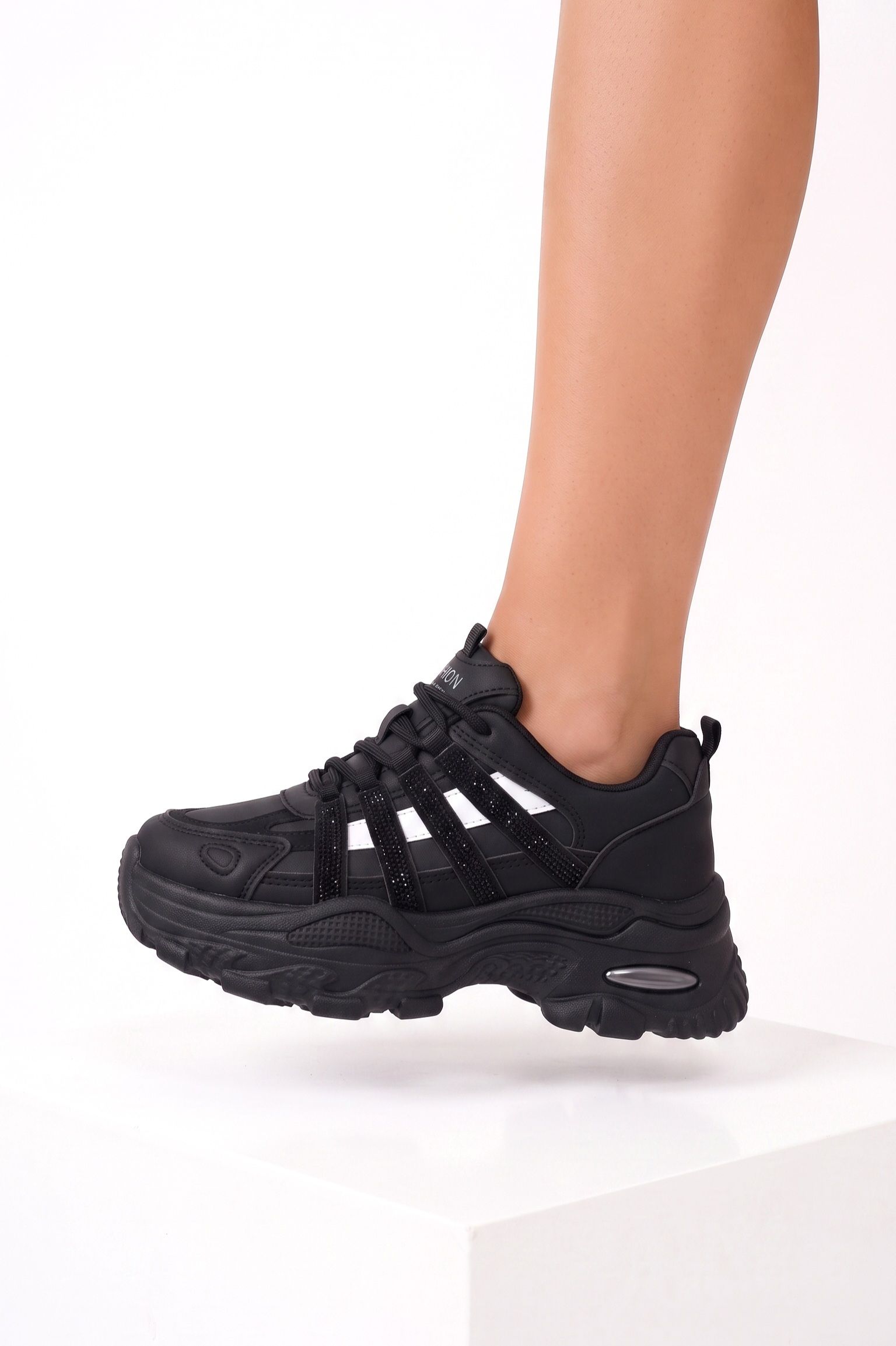 Adidasi dama negri din piele ecologica Alizee #25538