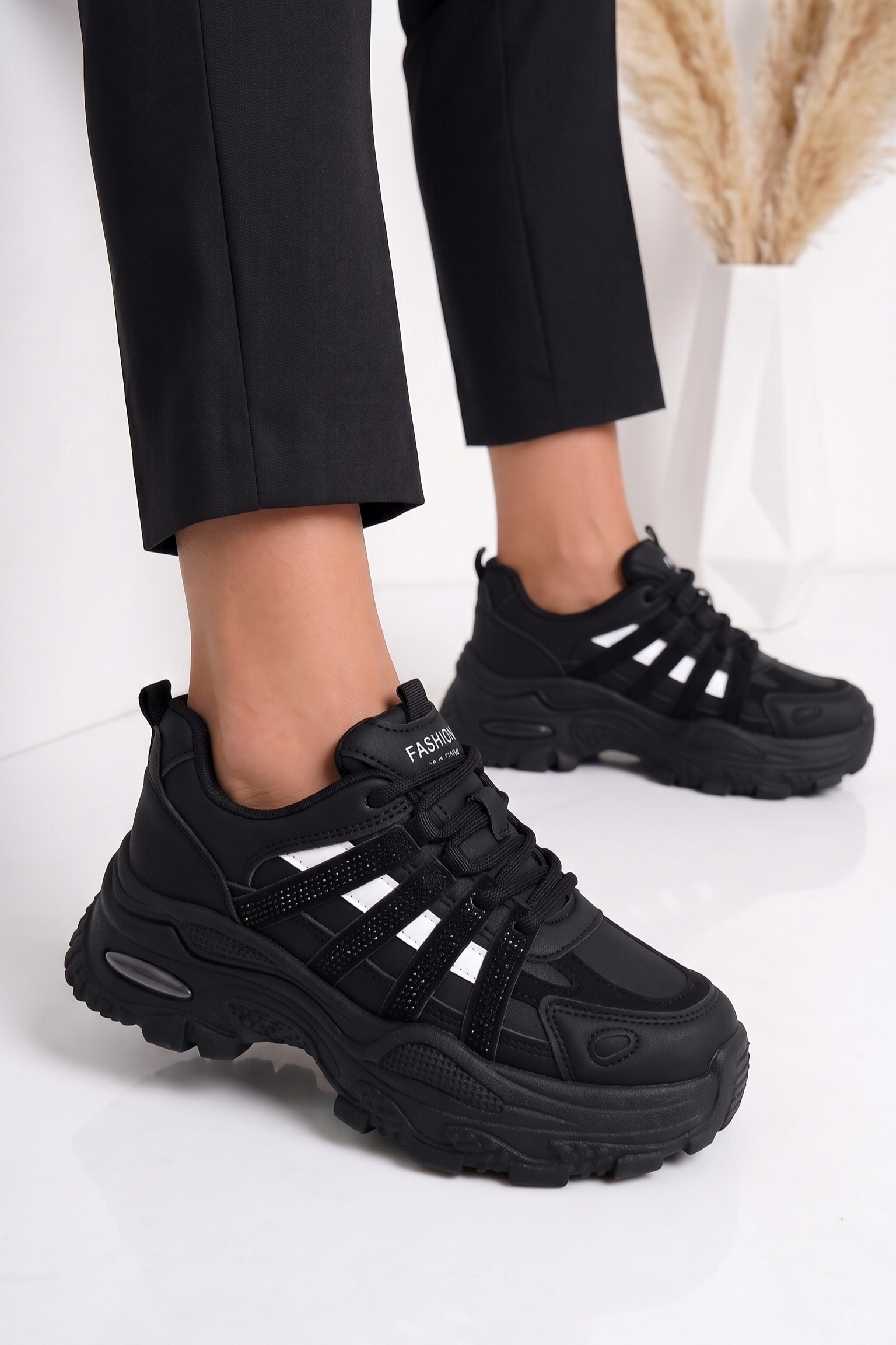 Adidasi dama negri din piele ecologica Alizee #25538
