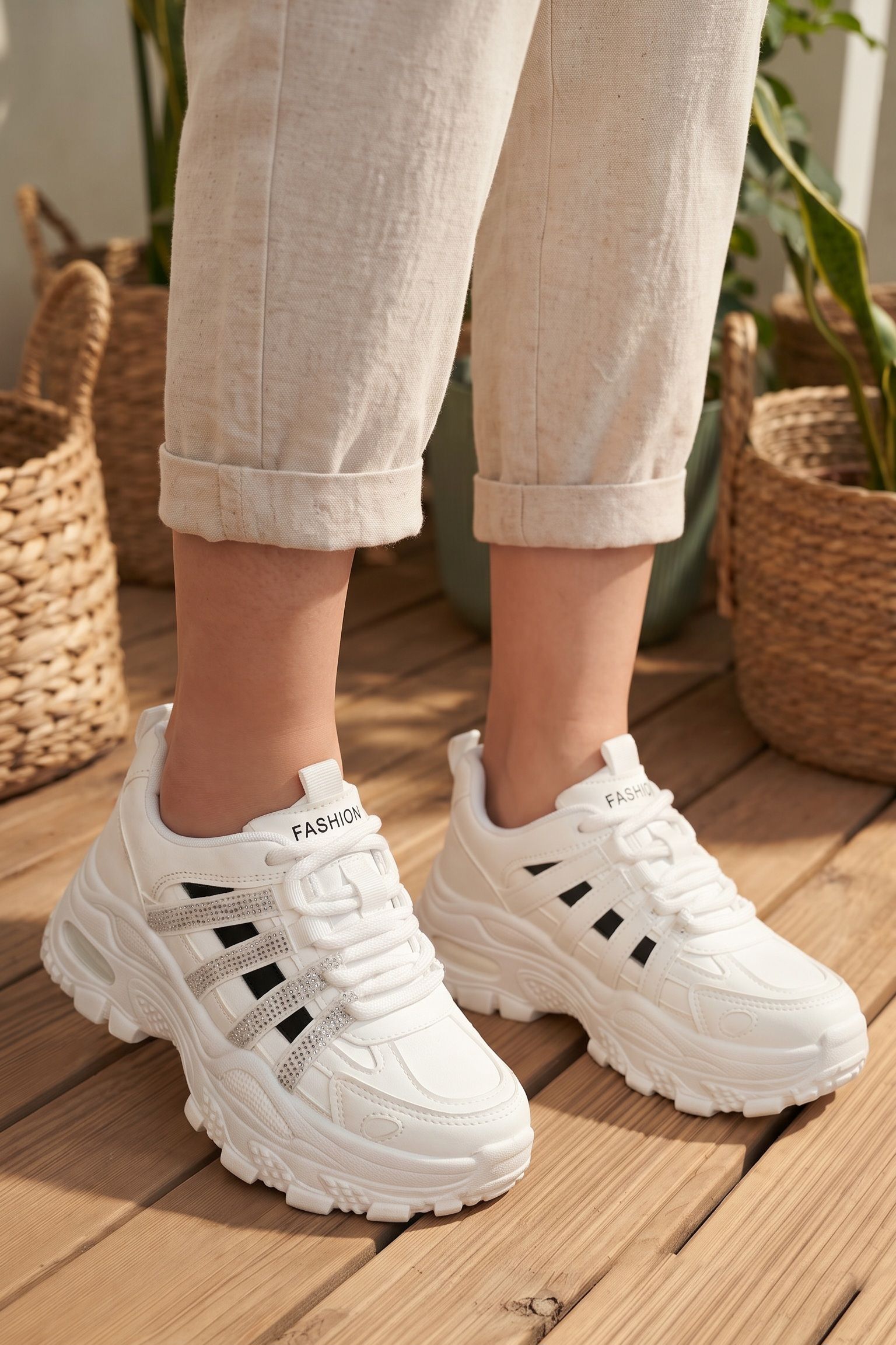 Adidasi dama albi din piele ecologica Alizee #25539