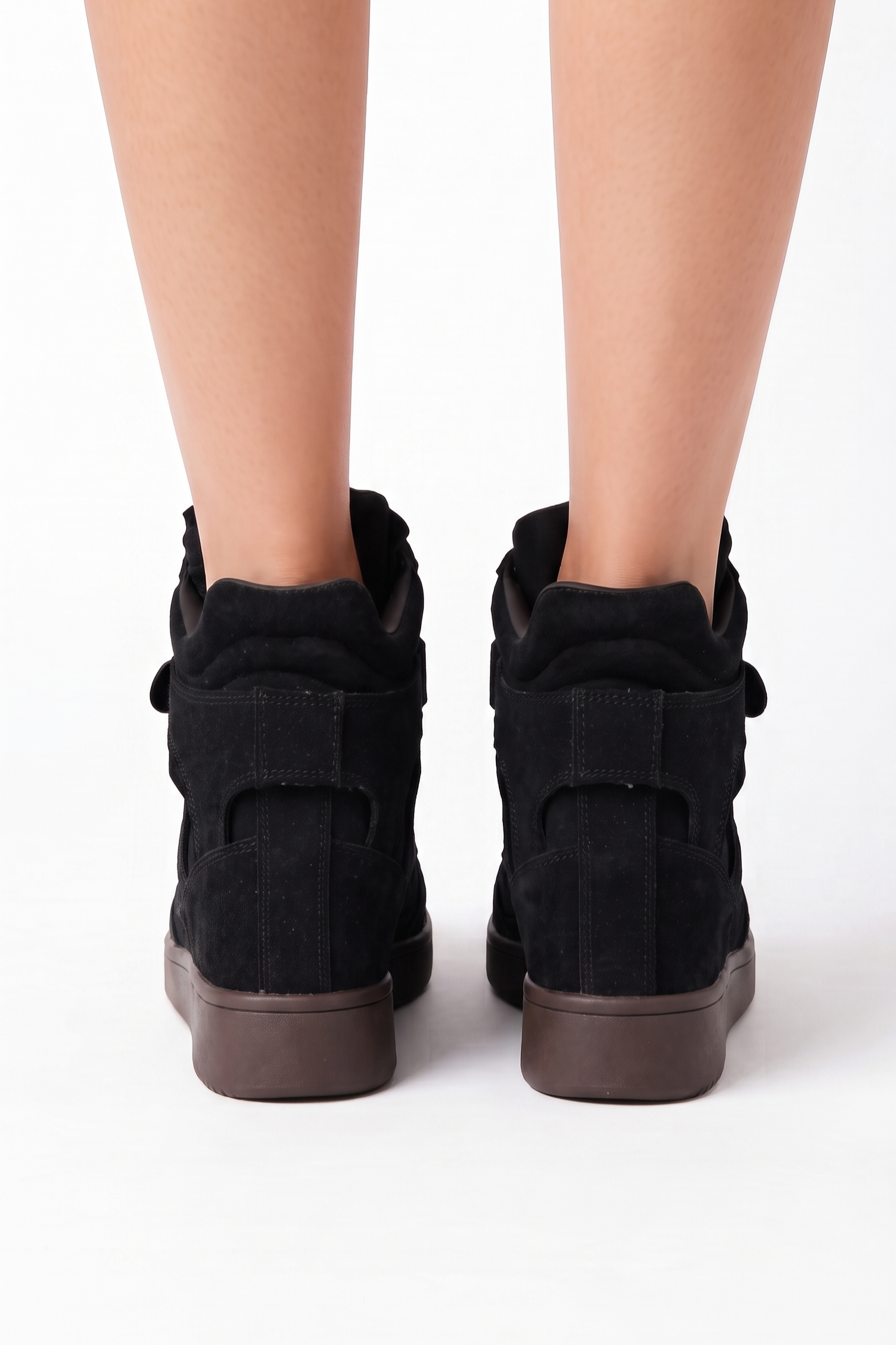 Adidasi dama cu platforma negri din piele ecologica intoarsa  Aliss #25551