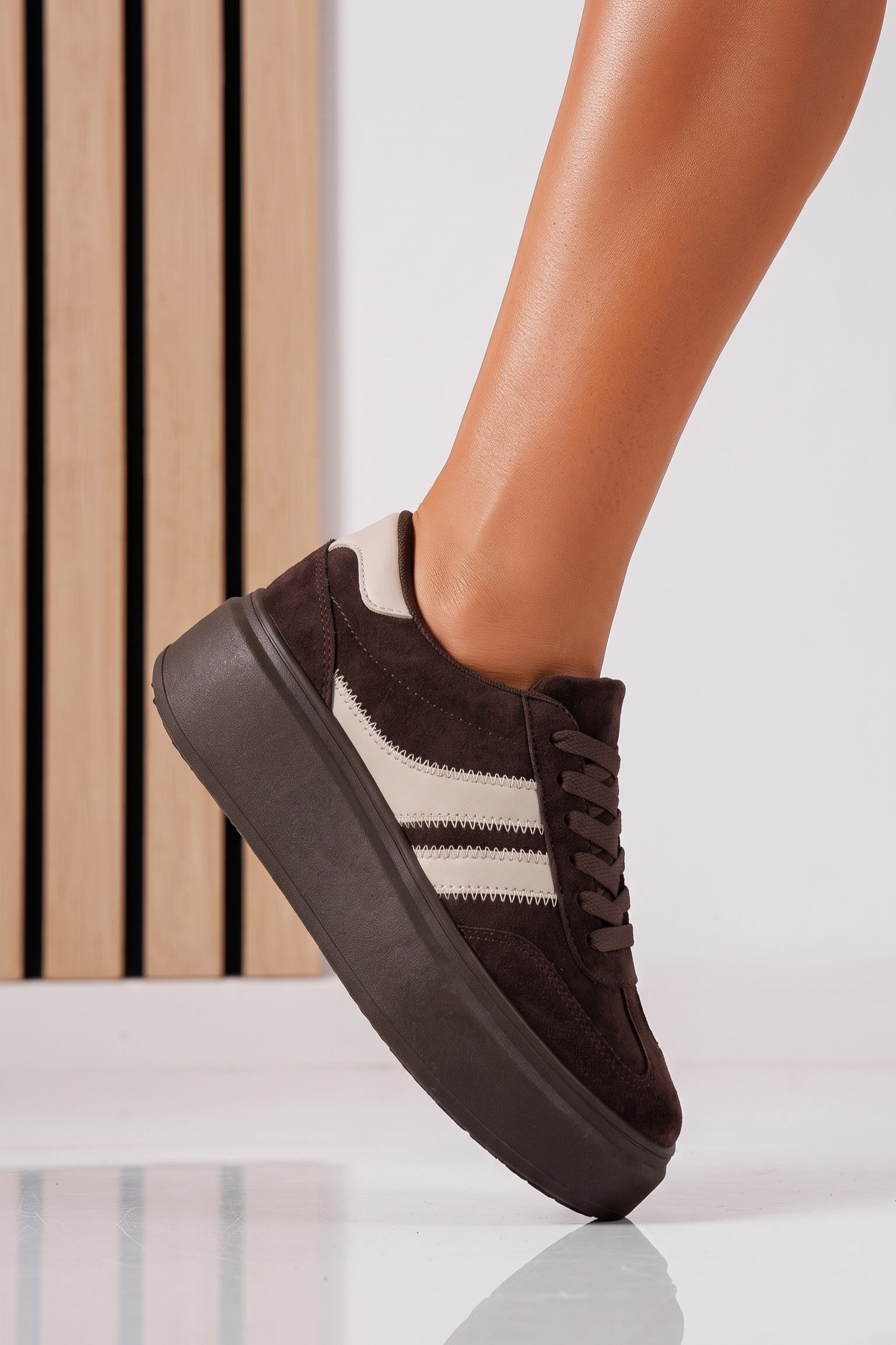 Adidasi dama maro din piele ecologica intoarsa Oriana #25581