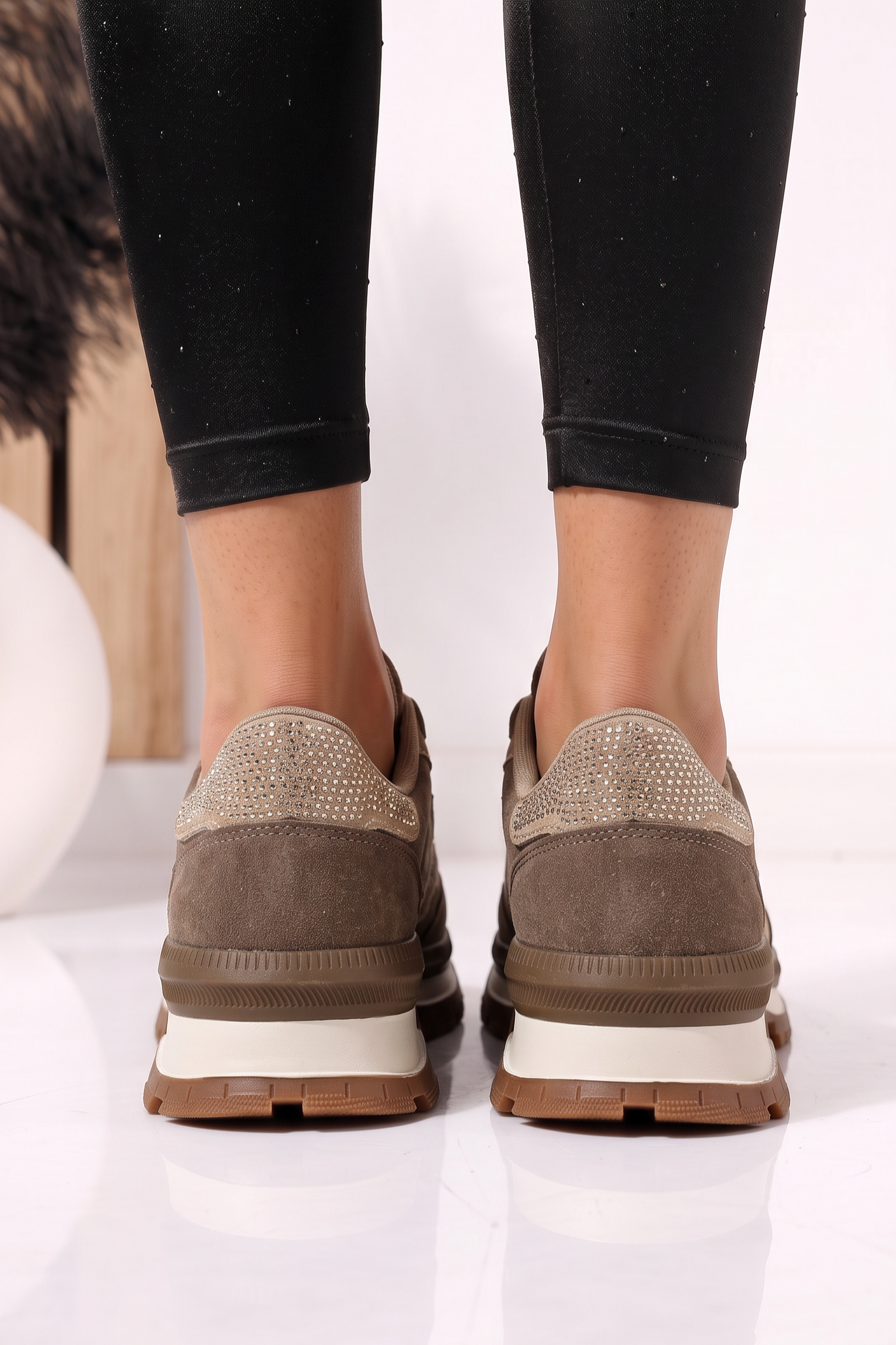 Adidasi dama khaki din piele ecologica intoarsa Ginevra #30044