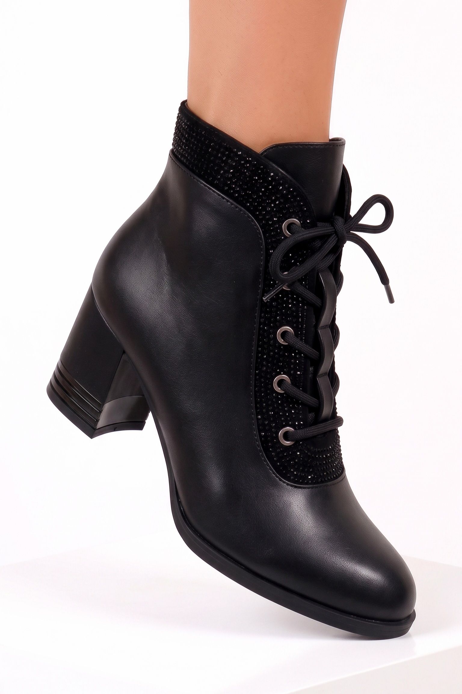 Botine dama captusite negre din piele ecologica Anna #30038