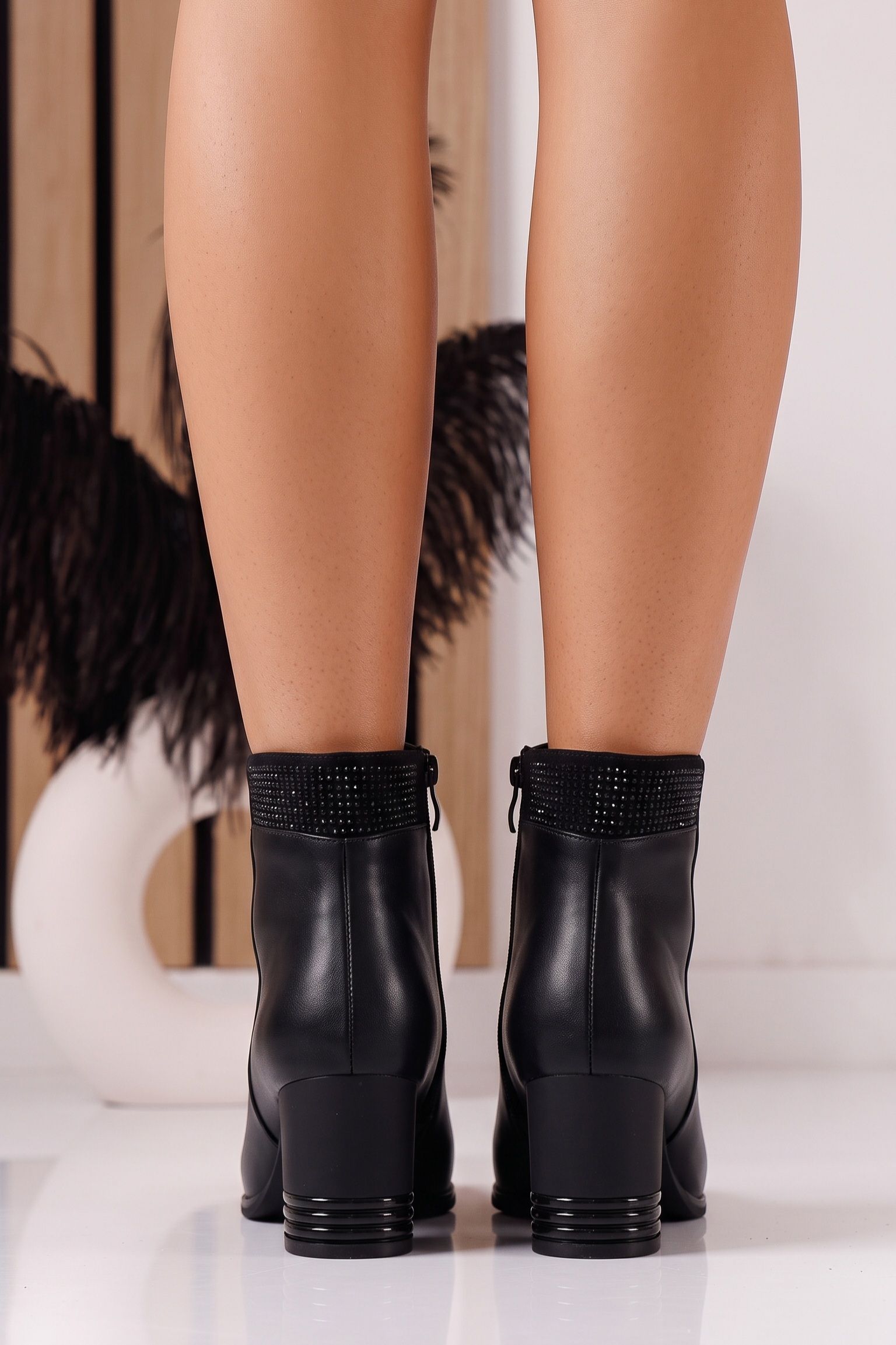 Botine dama captusite negre din piele ecologica Anna #30038