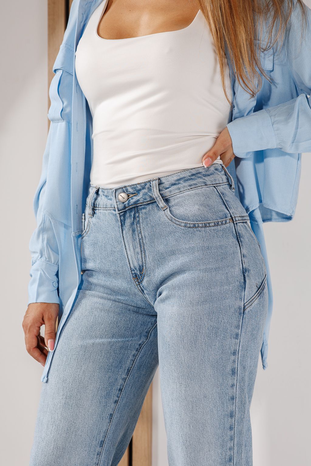 Blugi Wide Leg Dama Azalea Albastri #A1428