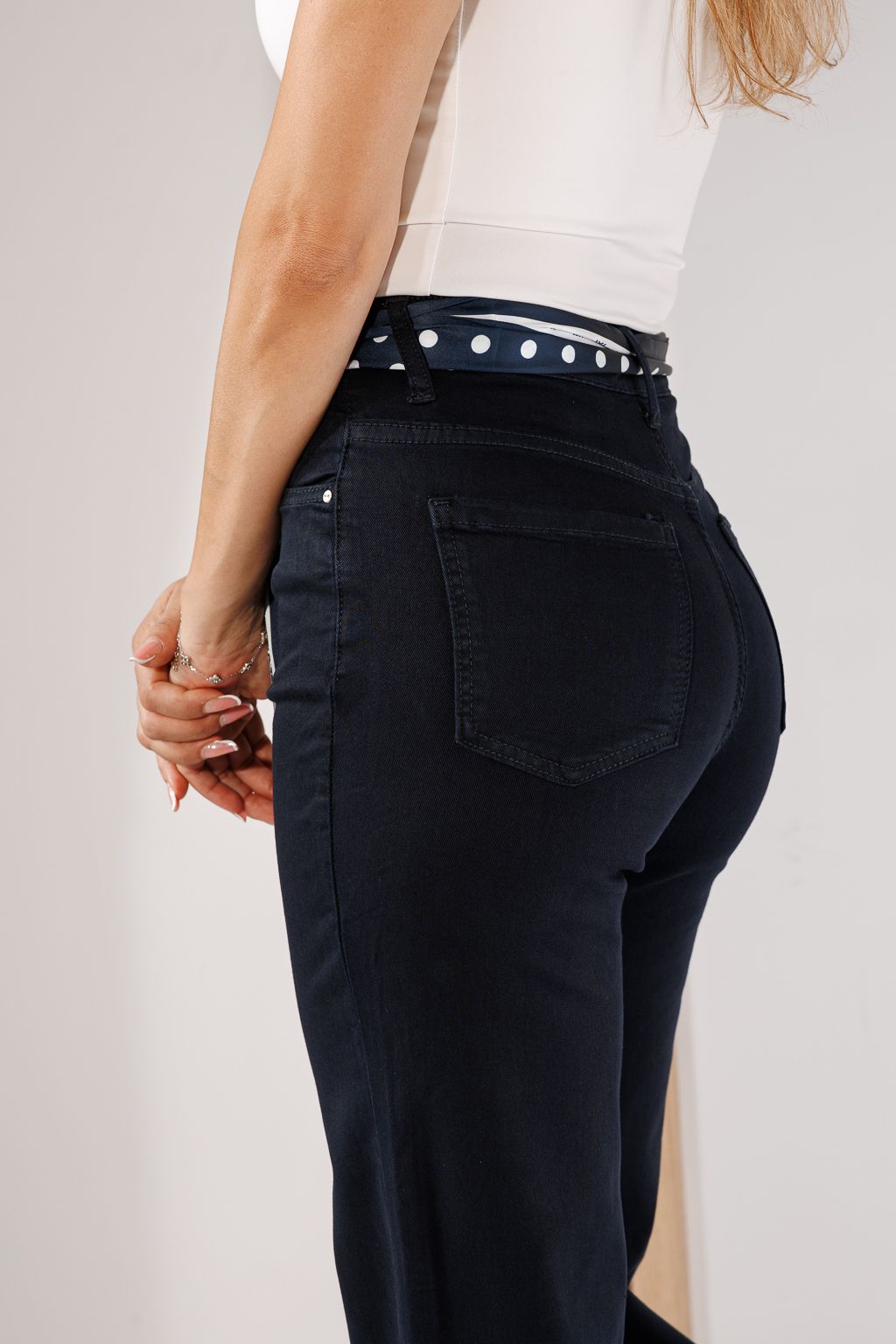 Blugi Wide Leg Dama Zafira Bleumarin #A1431