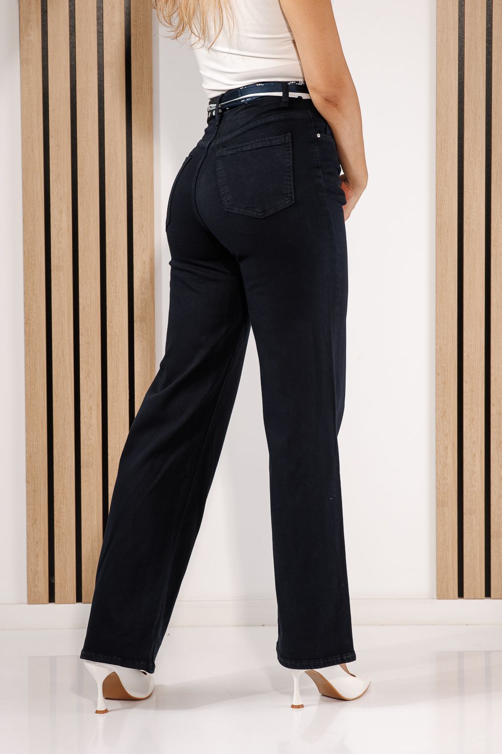 Blugi Wide Leg Dama Zafira Bleumarin #A1431