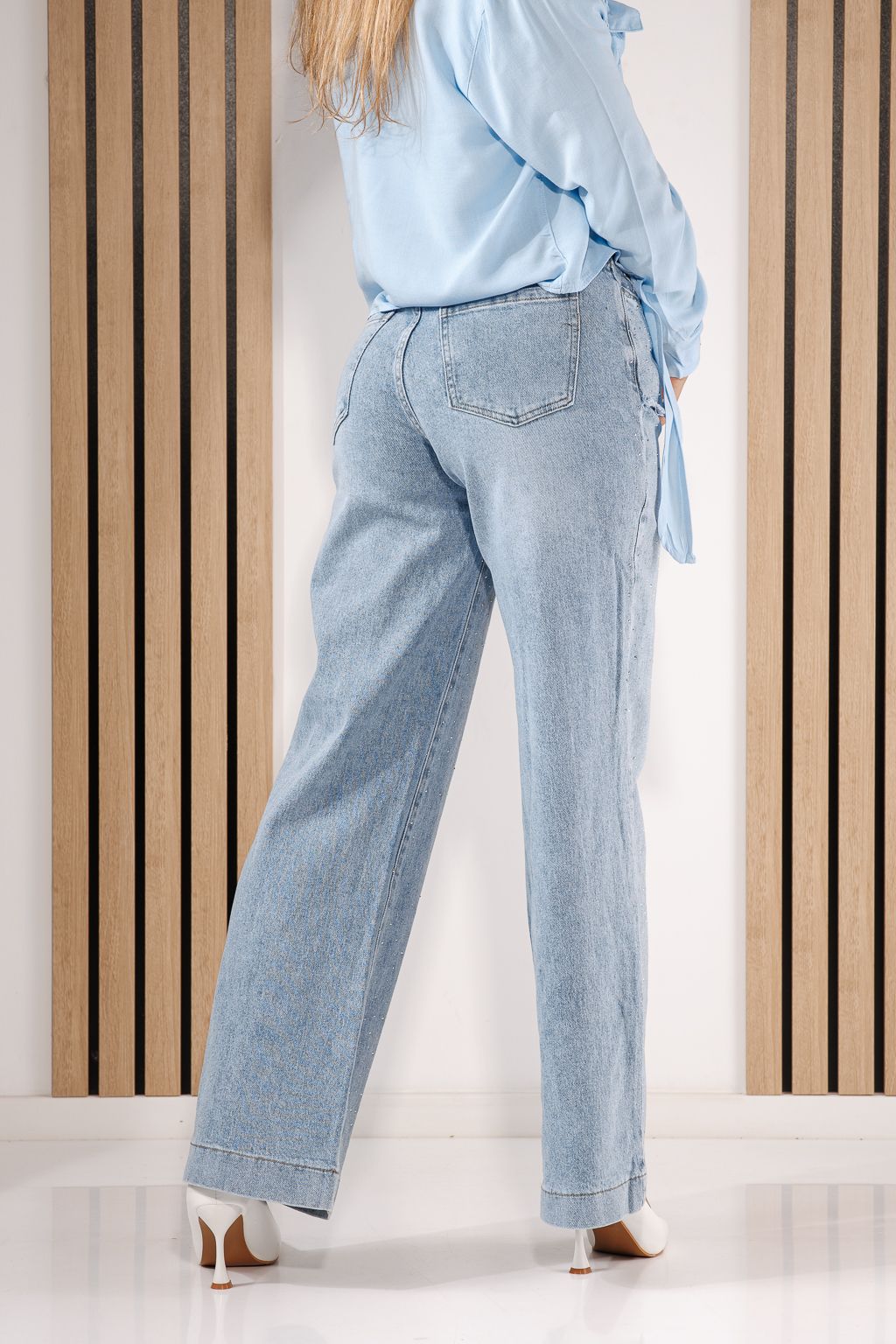 Blugi Wide Leg Dama Lilith Albastri #A1430