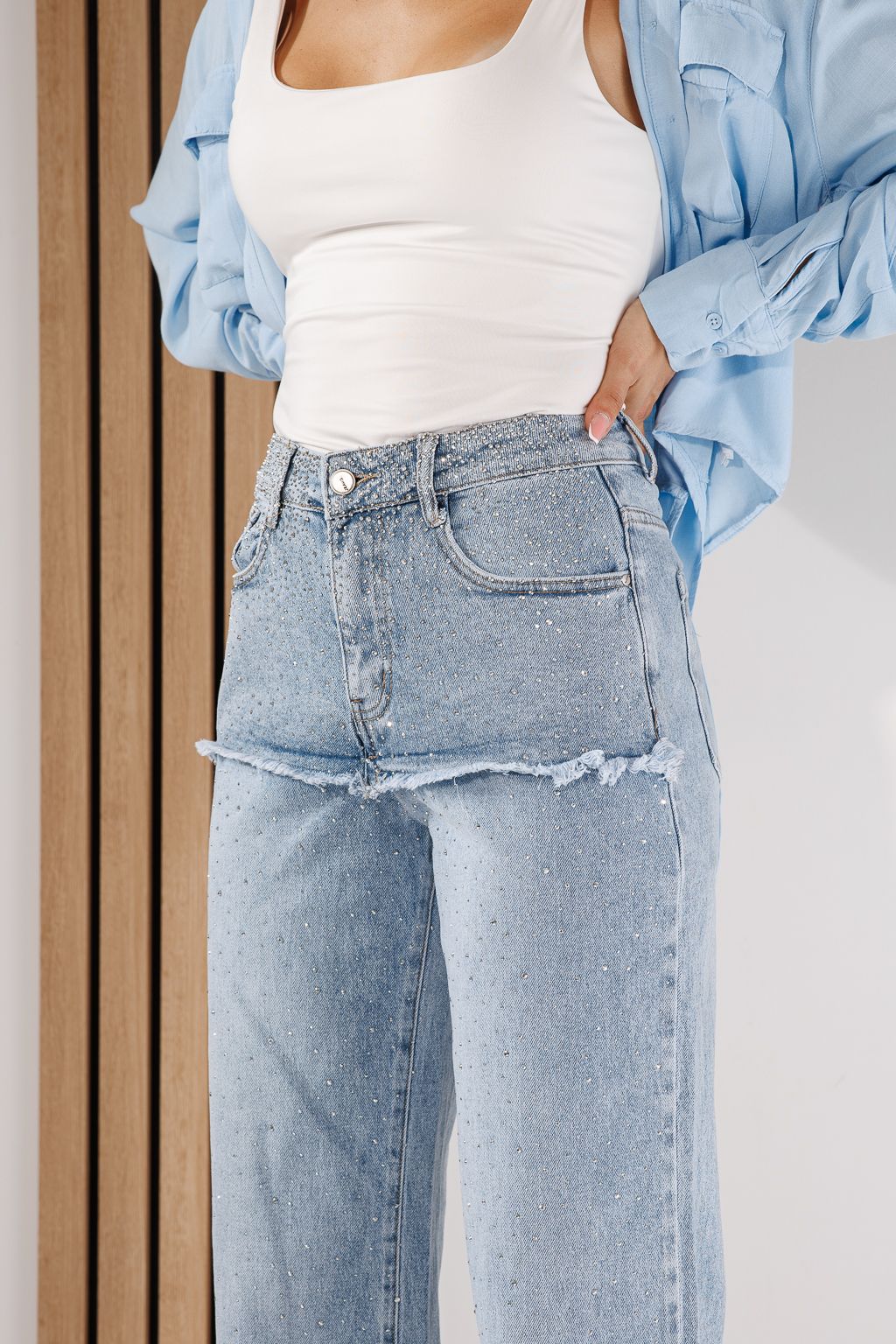 Blugi Wide Leg Dama Lilith Albastri #A1430