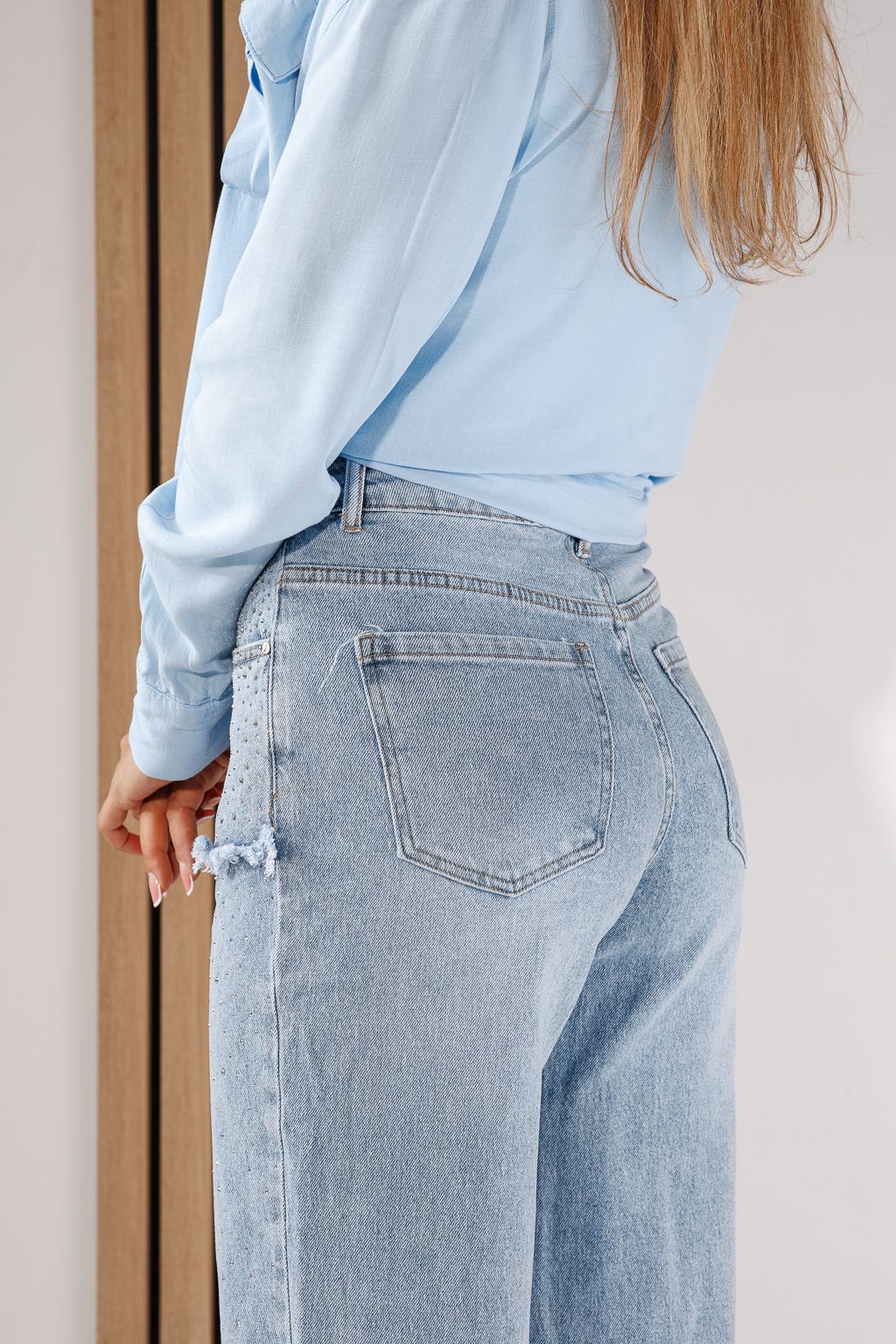 Blugi Wide Leg Dama Lilith Albastri #A1430