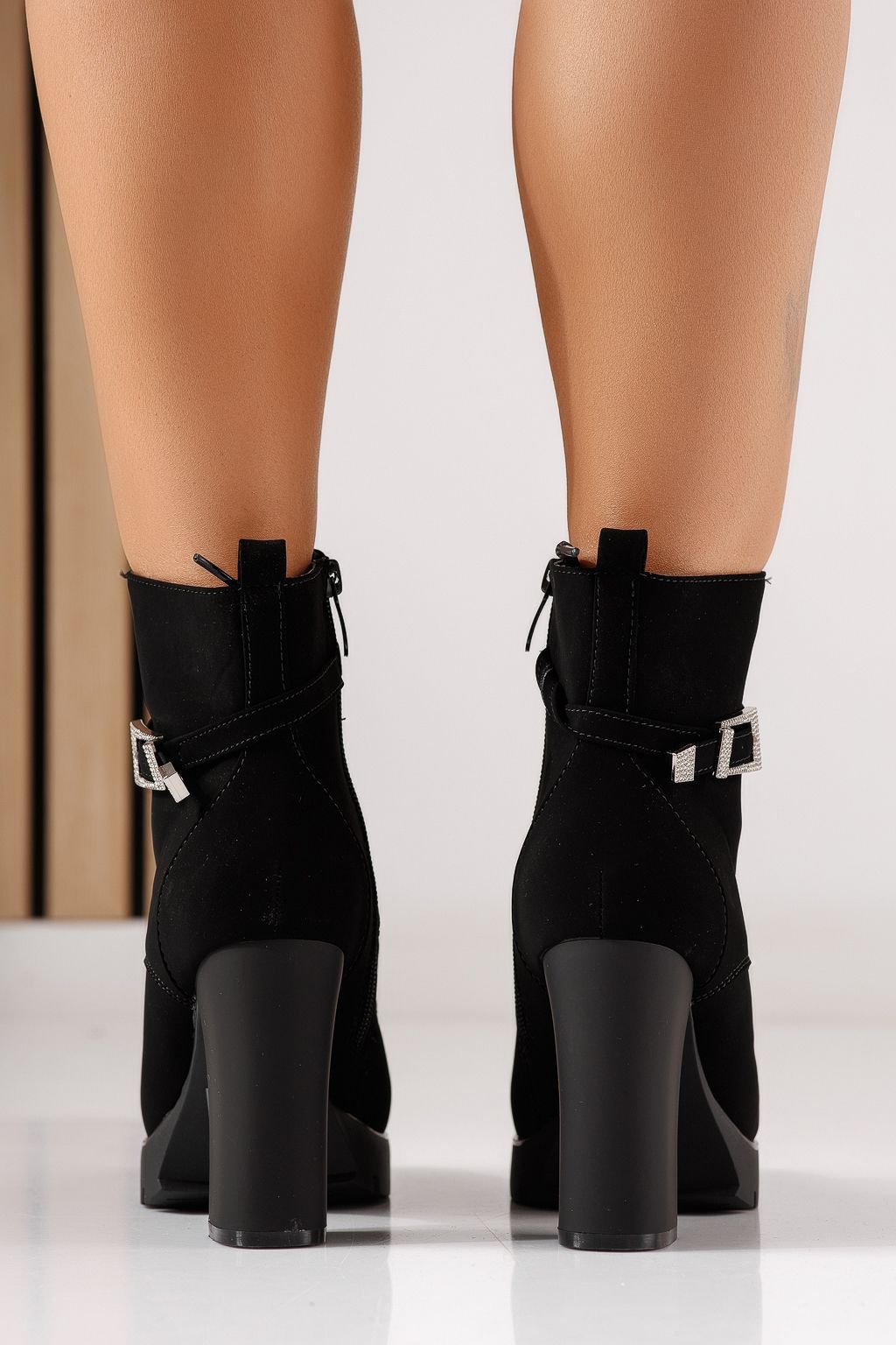Botine dama captusite negre din piele ecologica Alissa #30097