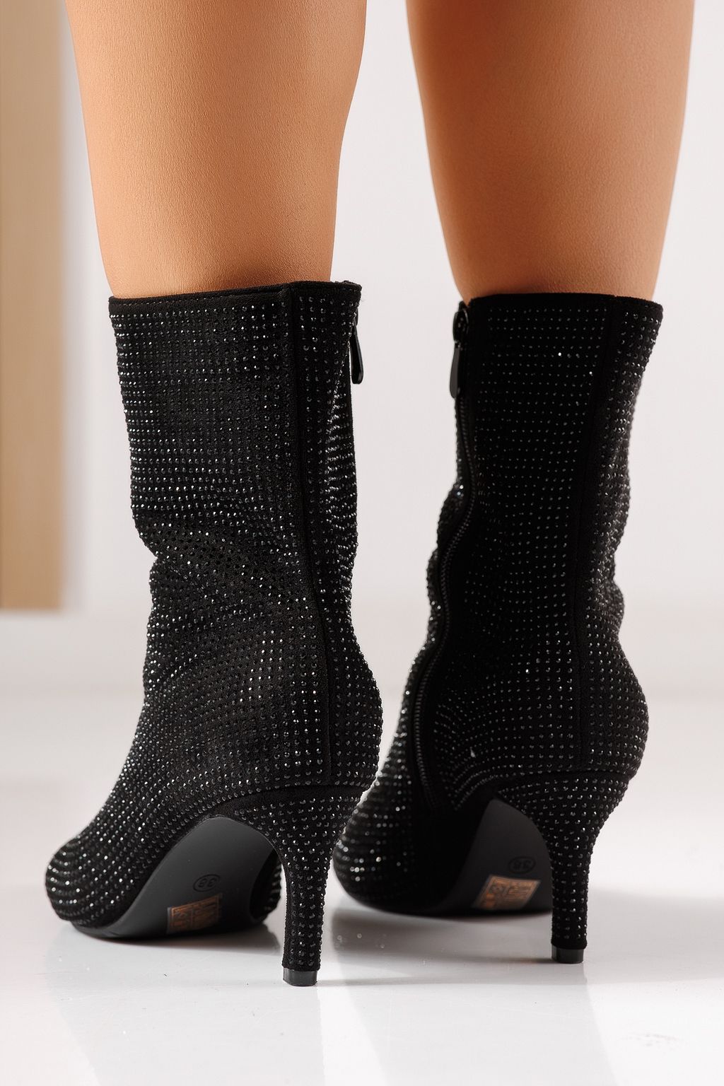 Botine dama captusite negre din piele ecologica intoarsa Sienna #30040