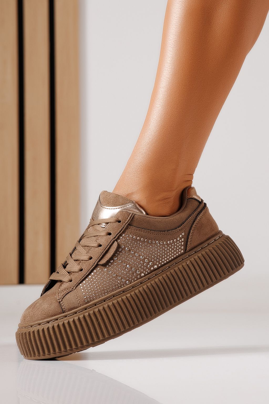 Adidasi dama khaki din piele ecologica intoarsa Iris #30109