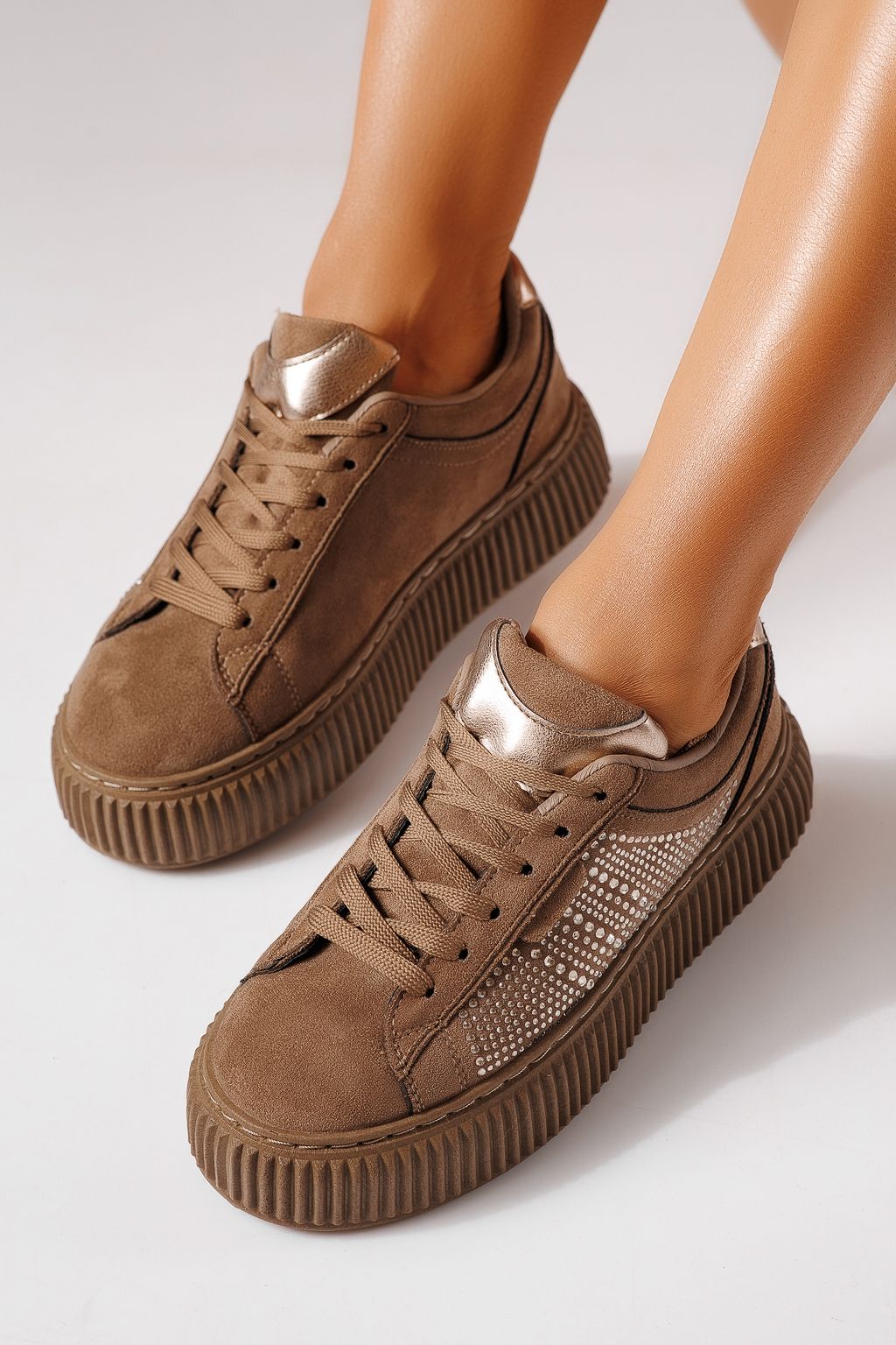 Adidasi dama khaki din piele ecologica intoarsa Iris #30109