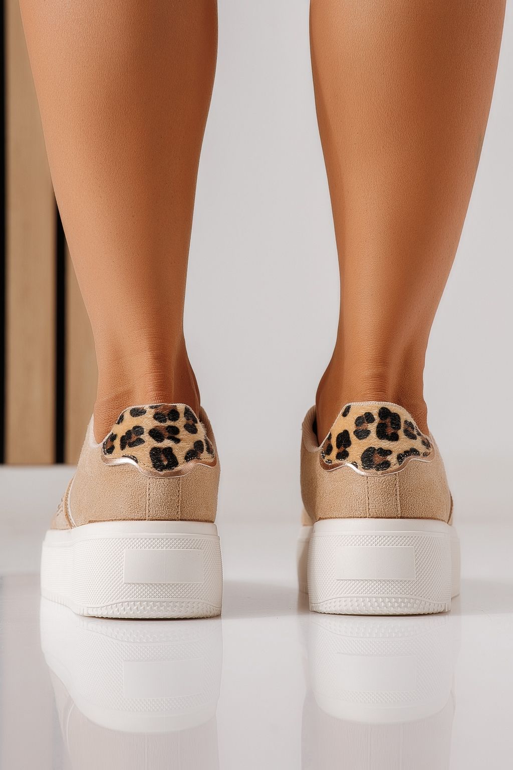 Adidasi dama khaki din piele ecologica intoarsa Kaia #25534