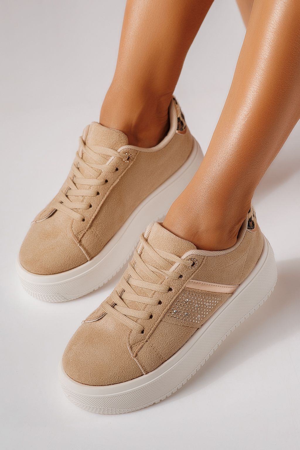 Adidasi dama khaki din piele ecologica intoarsa Kaia #25534