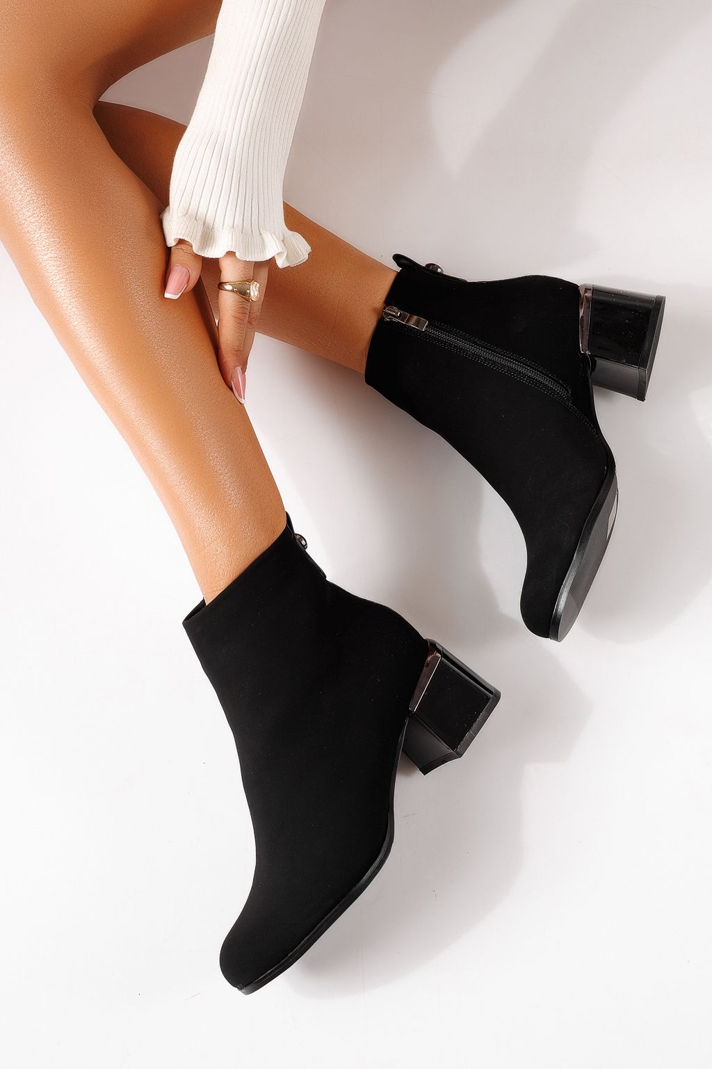 Botine dama vatuite negre din piele ecologica Valesia #30141