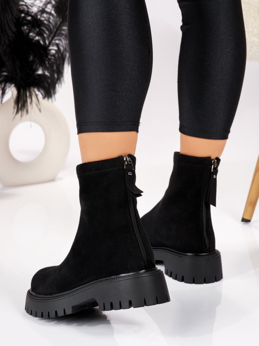 Ghete dama vatuite negre din piele ecologica Skylar #30177