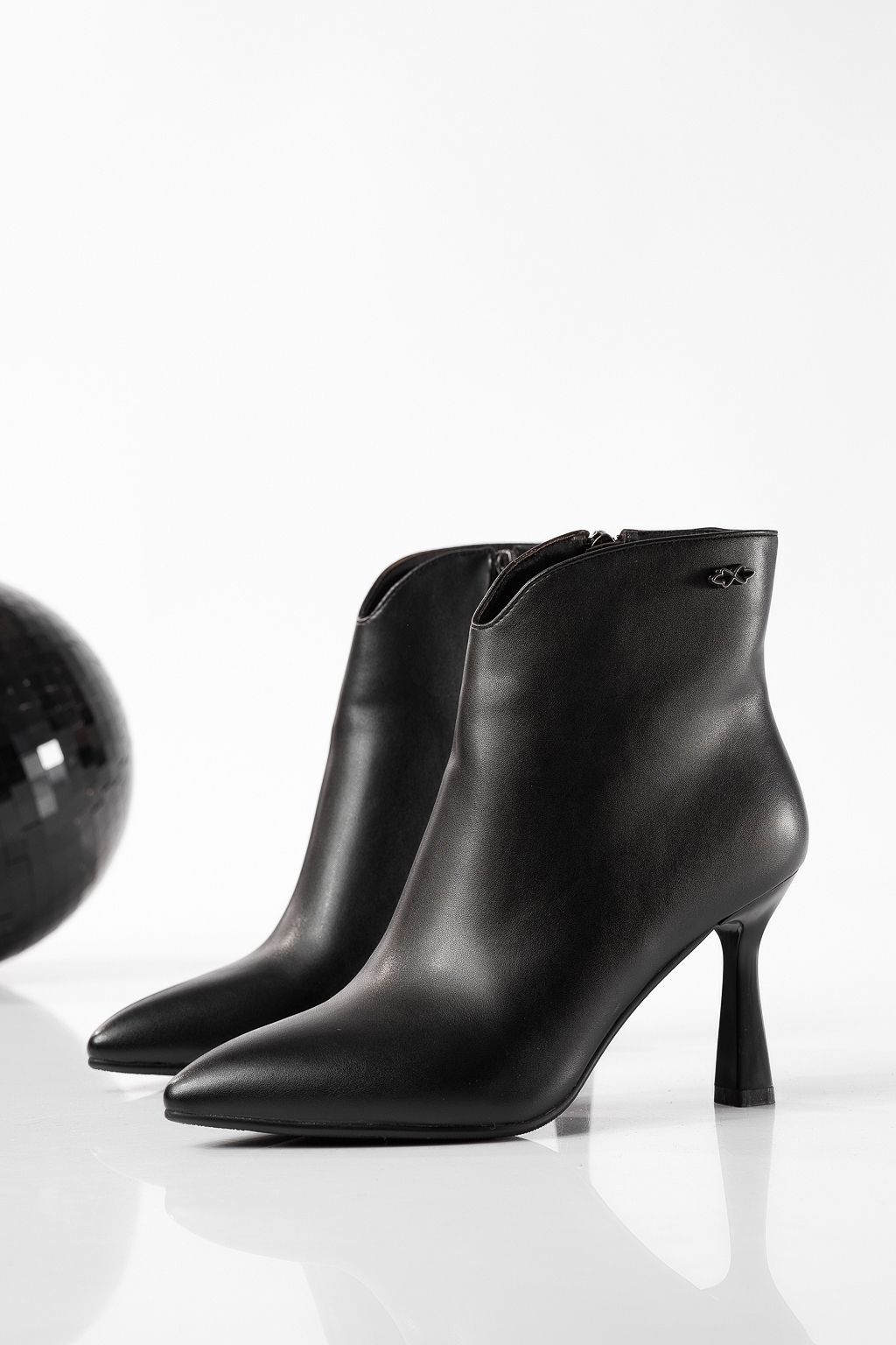 Botine dama îmblanite negre din piele ecologica Elisabeta #30186