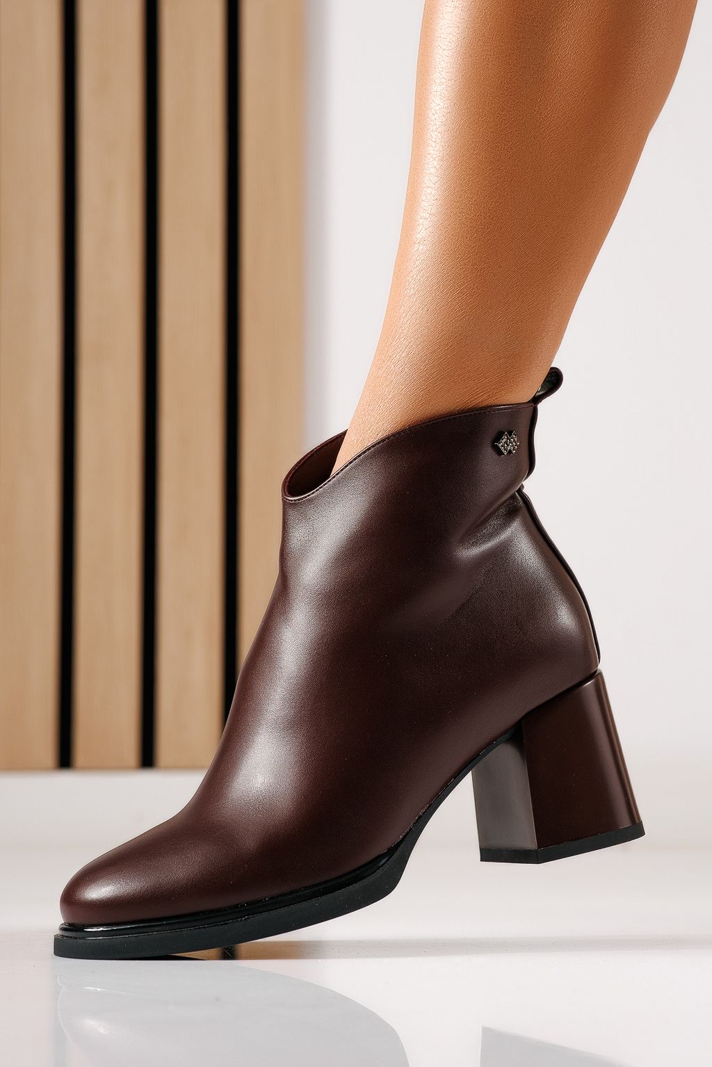 Botine dama vatuite bordo din piele ecologica Clara #30205