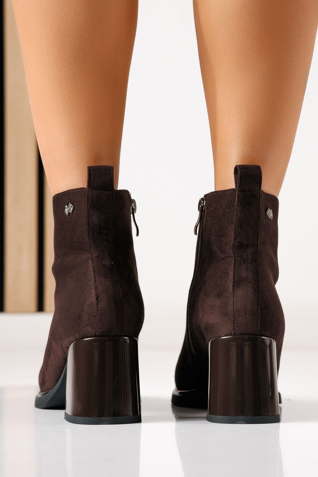 Botine dama vatuite maro din piele ecologica intoarsa Clara #30207