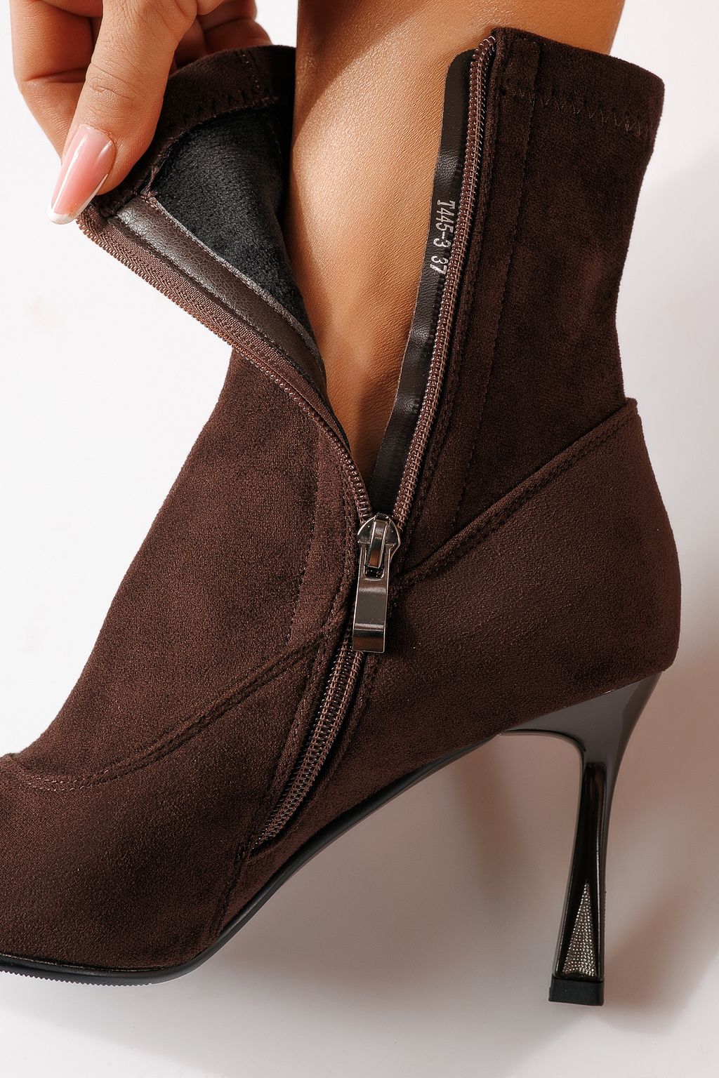 Botine dama vatuite maro din piele ecologica intoarsa Alica #30254