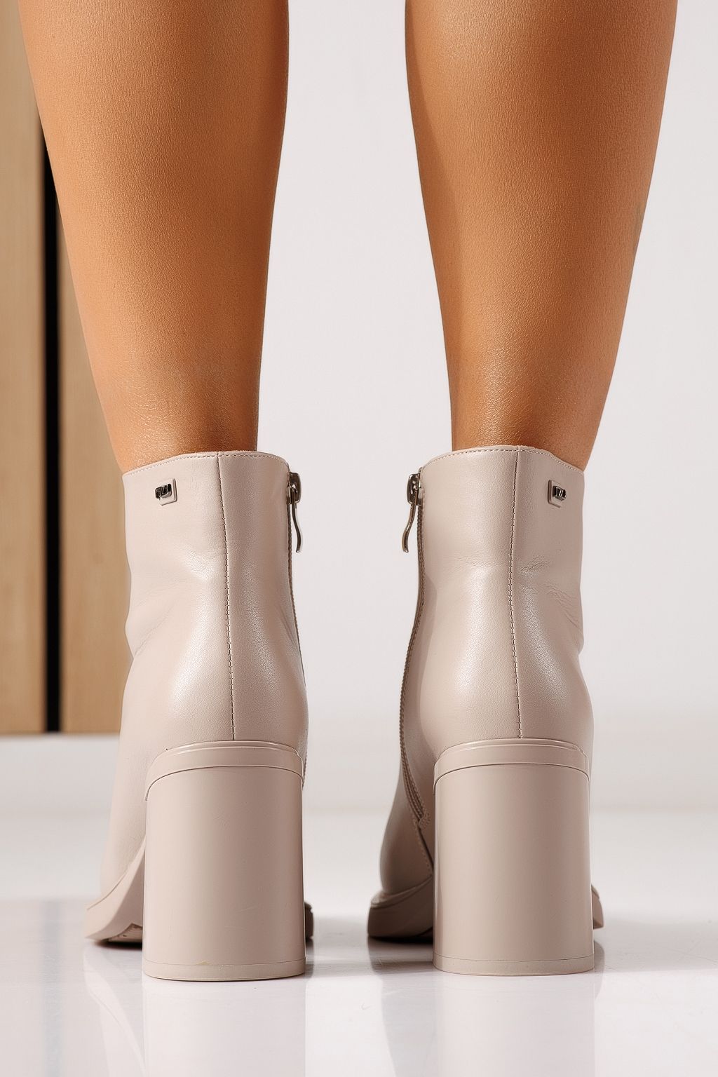 Botine dama vatuite bej din piele ecologica Selena #30230