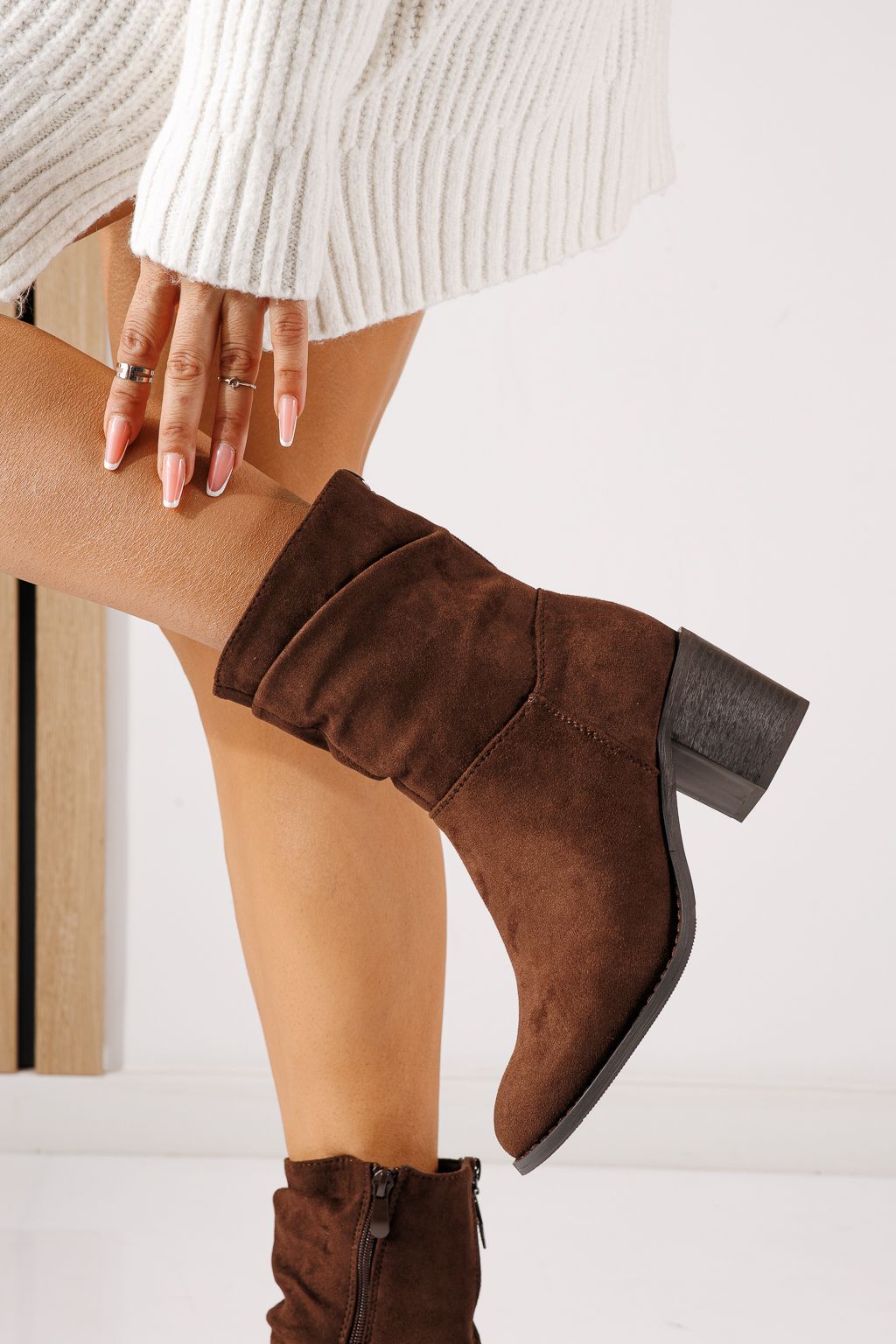Botine dama vatuite maro din piele ecologica intoarsa Christy  #30365
