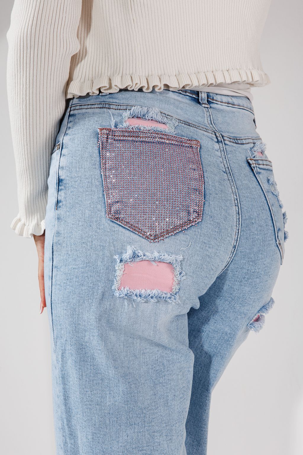 Blugi Wide Leg Dama Talia Albastri #A1454
