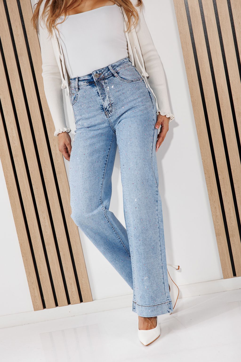 Blugi Wide Leg Fit Dama Alma Albastri #A1458