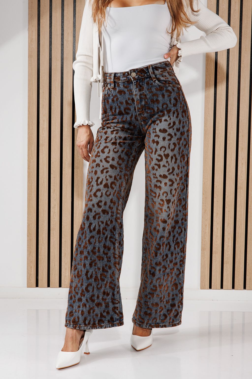 Blugi Wide Leg Dama Maya Albastri #A1452