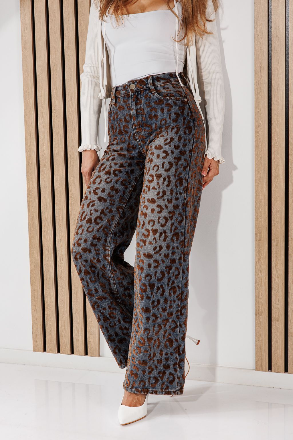 Blugi Wide Leg Dama Maya Albastri #A1452