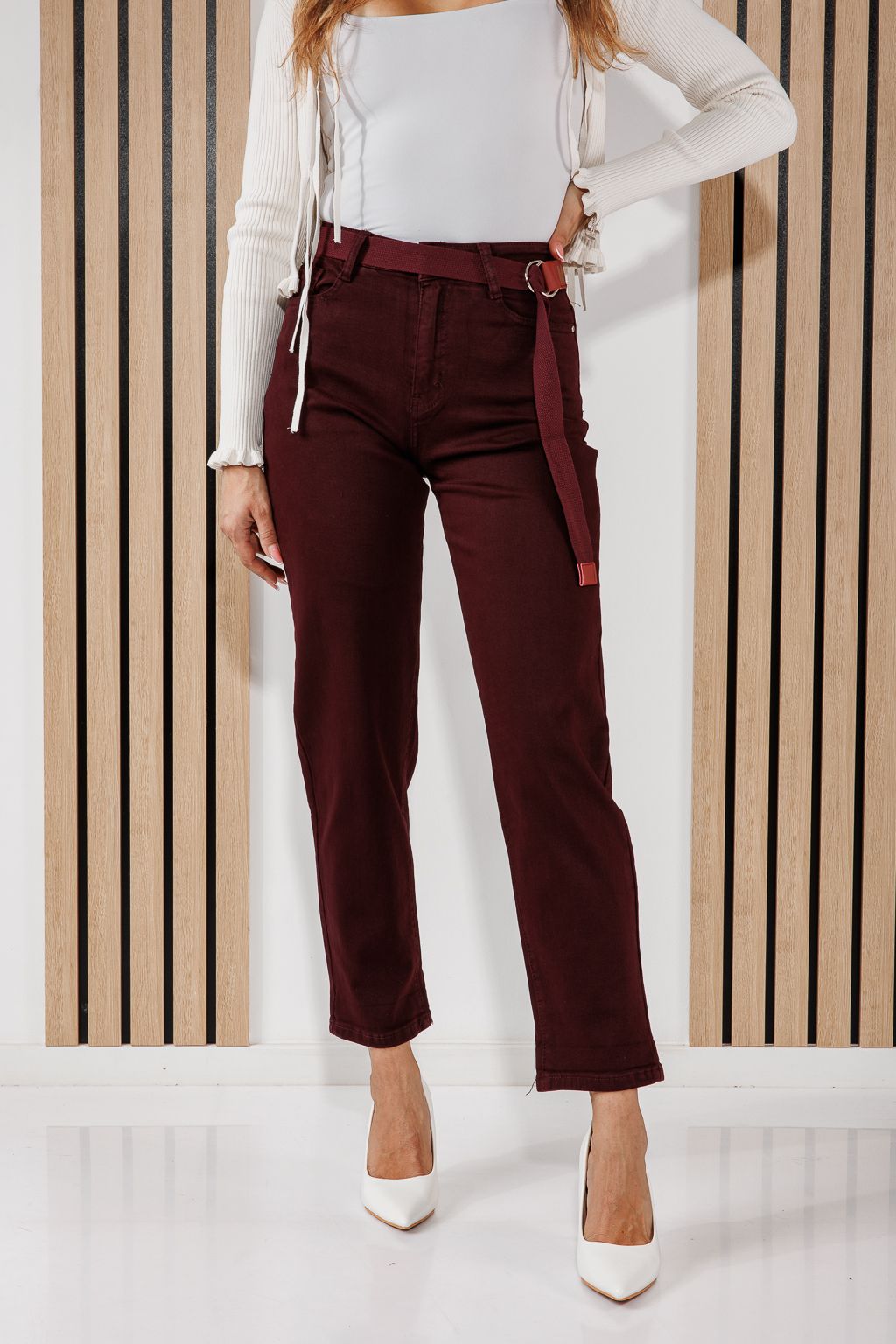 Blugi Baggy Fit Dama Sarah Bordo #A1465