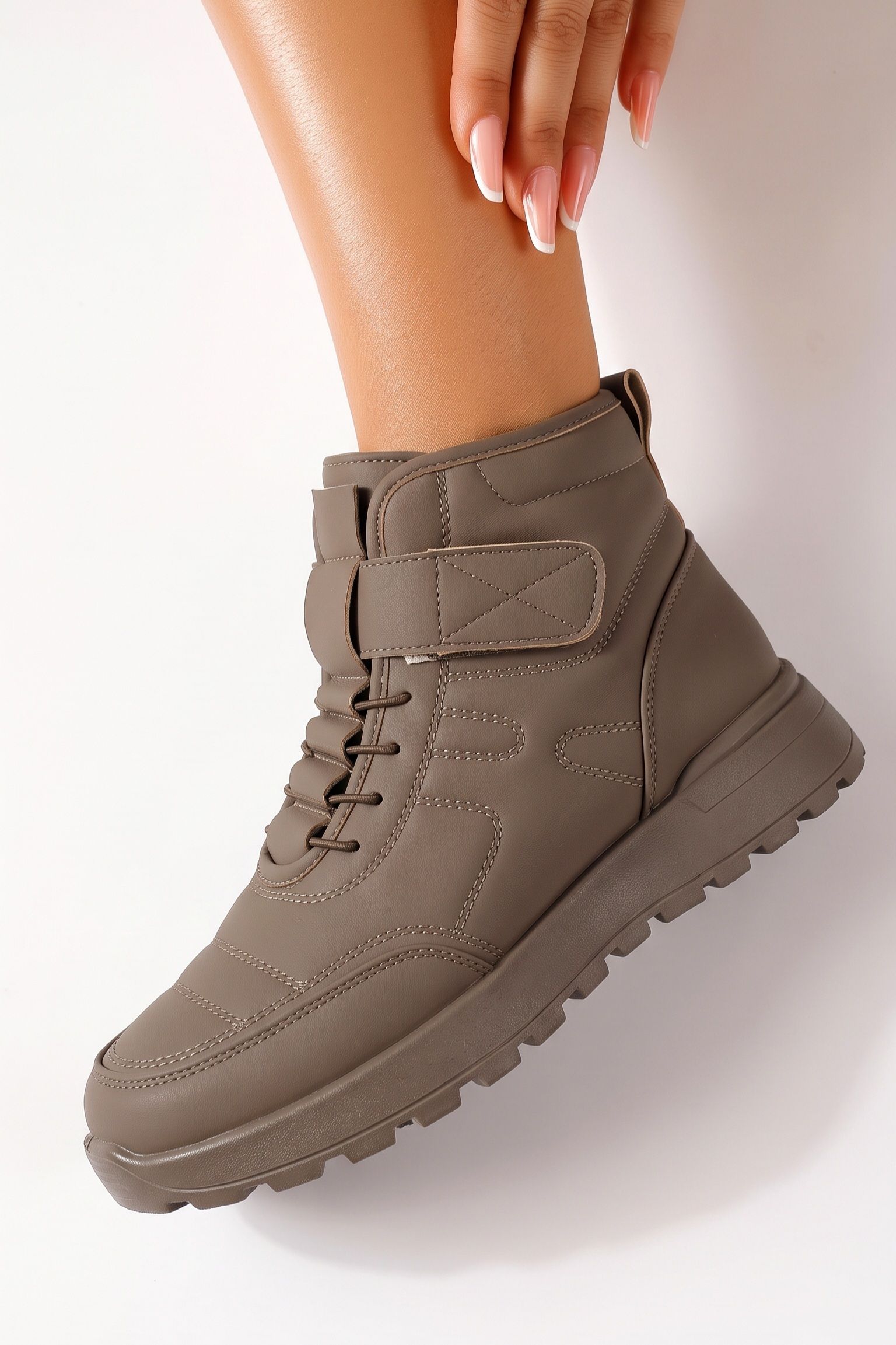 Ghete dama îmblanite khaki din piele ecologica Eloi #30542