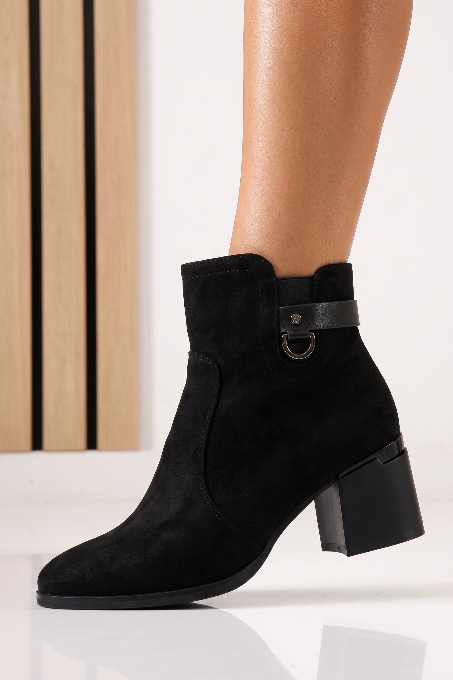 Botine dama vatuite negre din piele ecologica Elodi #30546