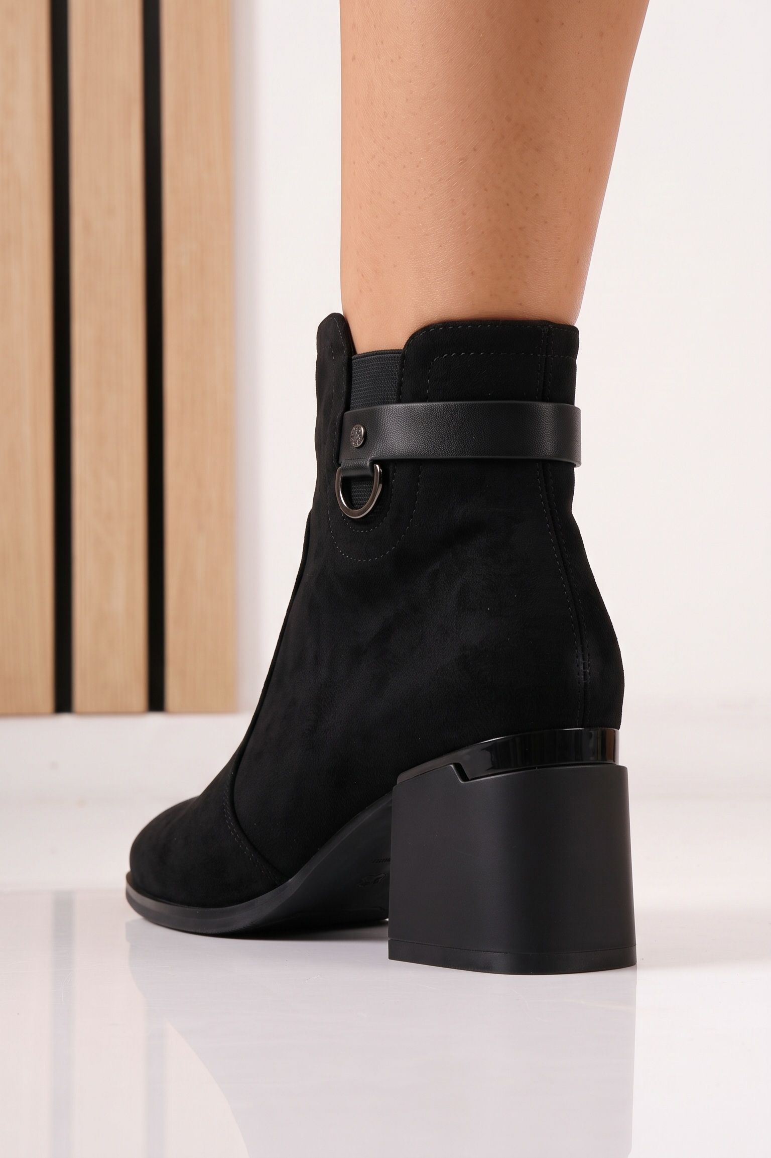 Botine dama vatuite negre din piele ecologica Elodi #30546