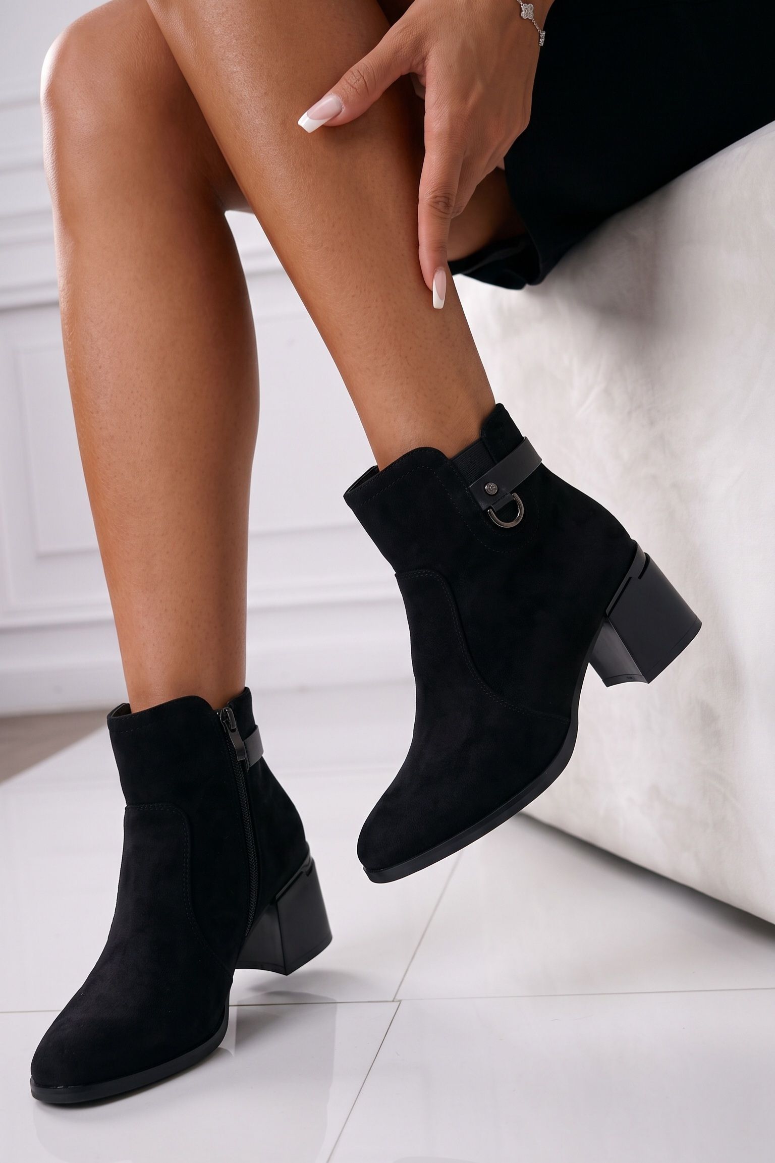 Botine dama vatuite negre din piele ecologica Elodi #30546