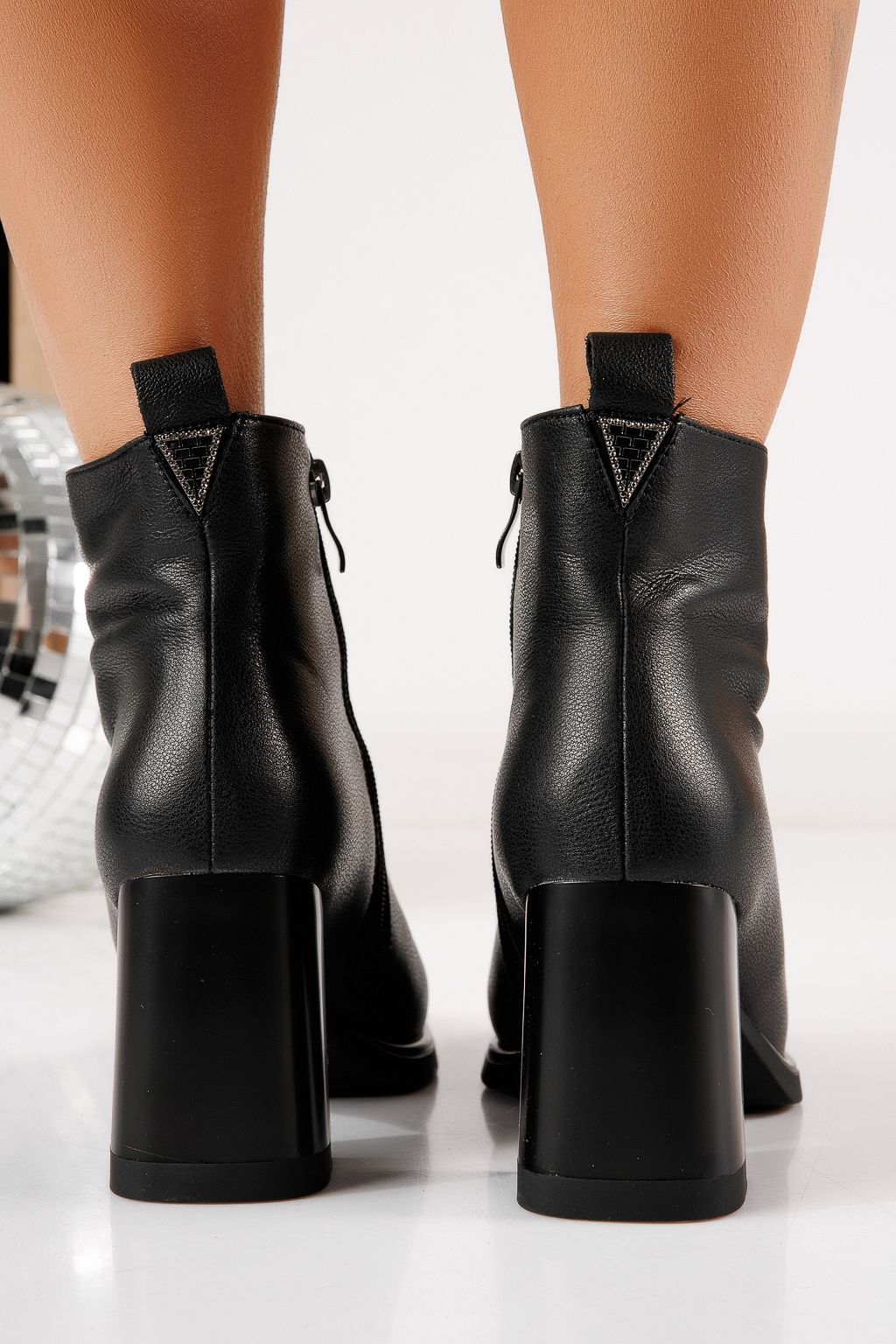 Botine dama vatuite negre din piele naturala Elio #30595