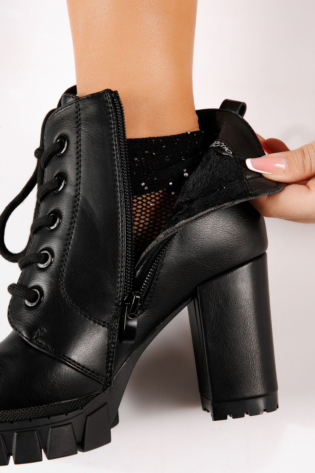 Botine dama vatuite negre din piele ecologica Elodi #30546