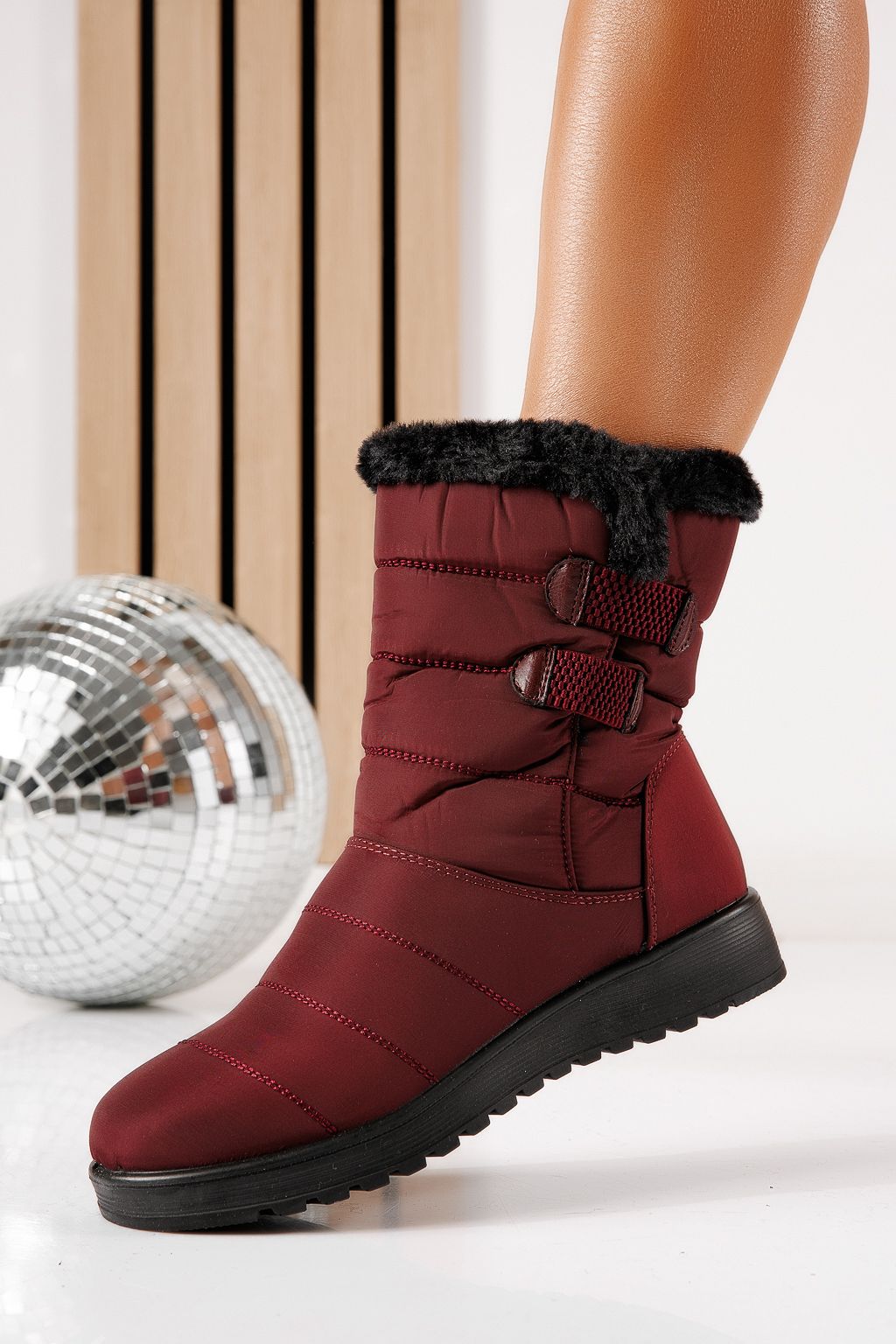 Ghete dama îmblănite bordo din Fas Neta #30602