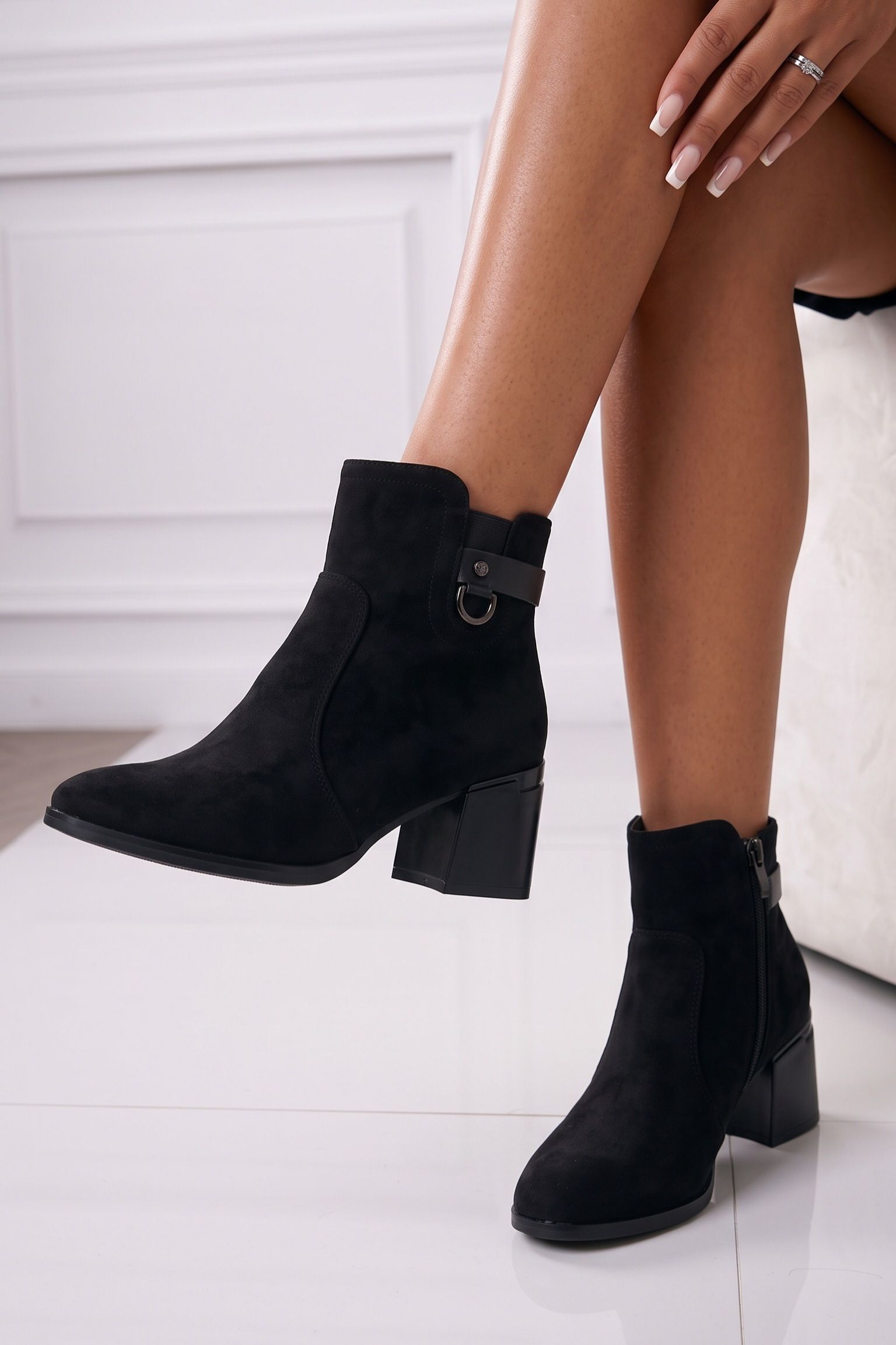 Botine dama vatuite negre din piele ecologica intoarsa Lucile #30549