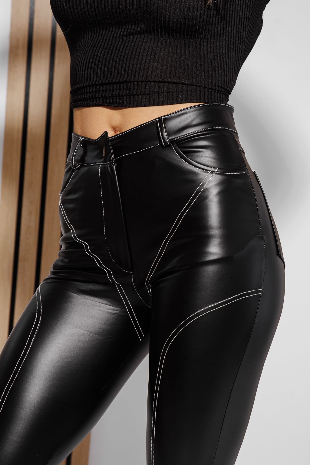 Pantaloni Piele Ecologica Vatuiti Dama Karina Negri #A1469