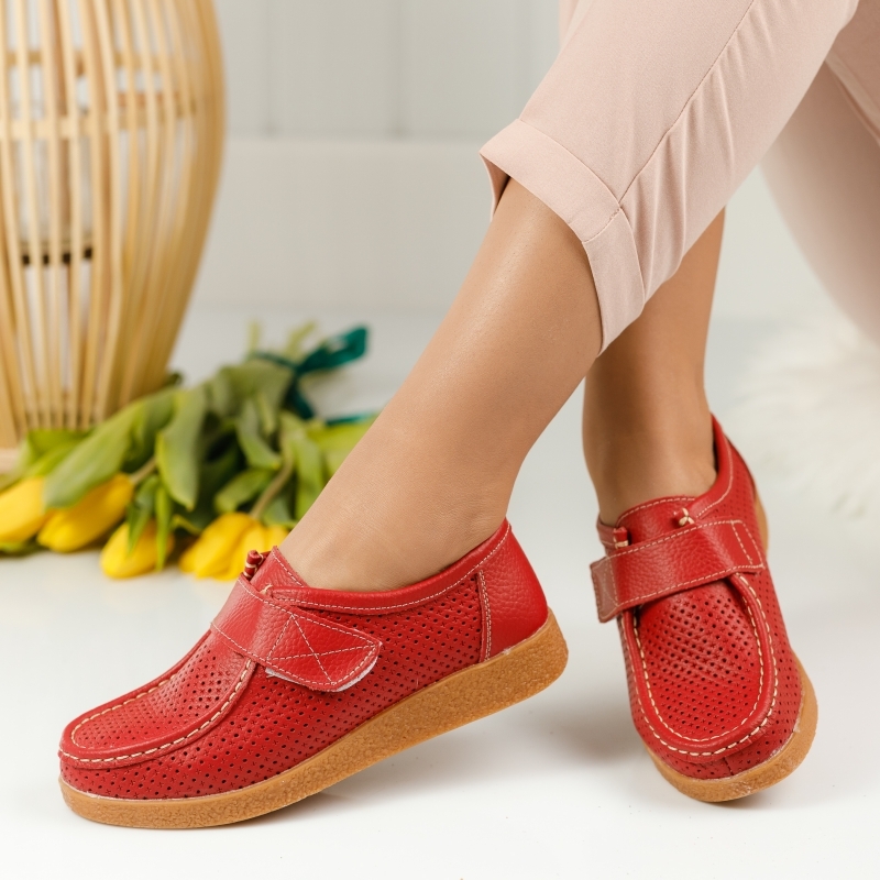 Pantofi Piele Naturala Angelina Rosii #1275M