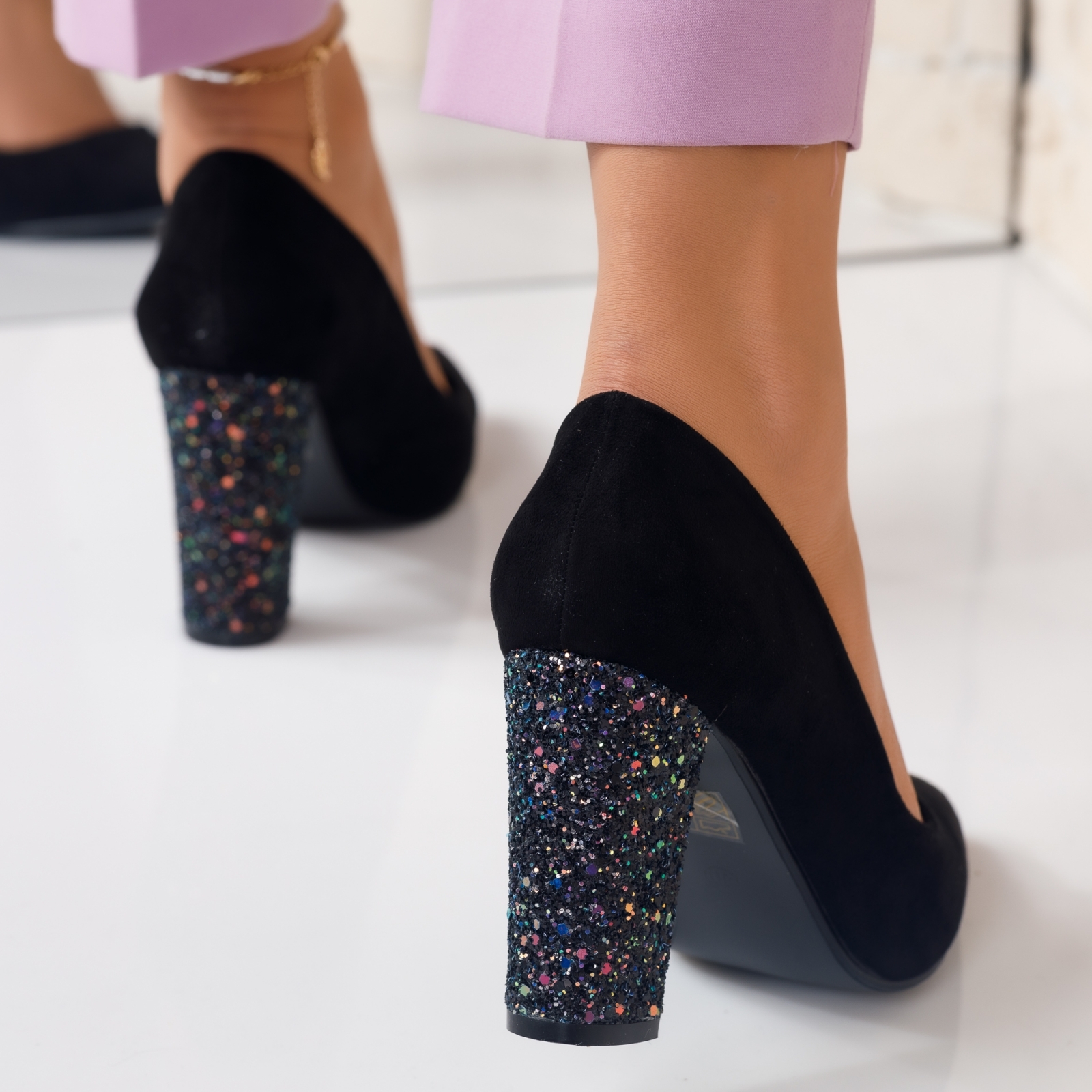 Pantofi Dama cu Toc Katherine Negri2 #3924M