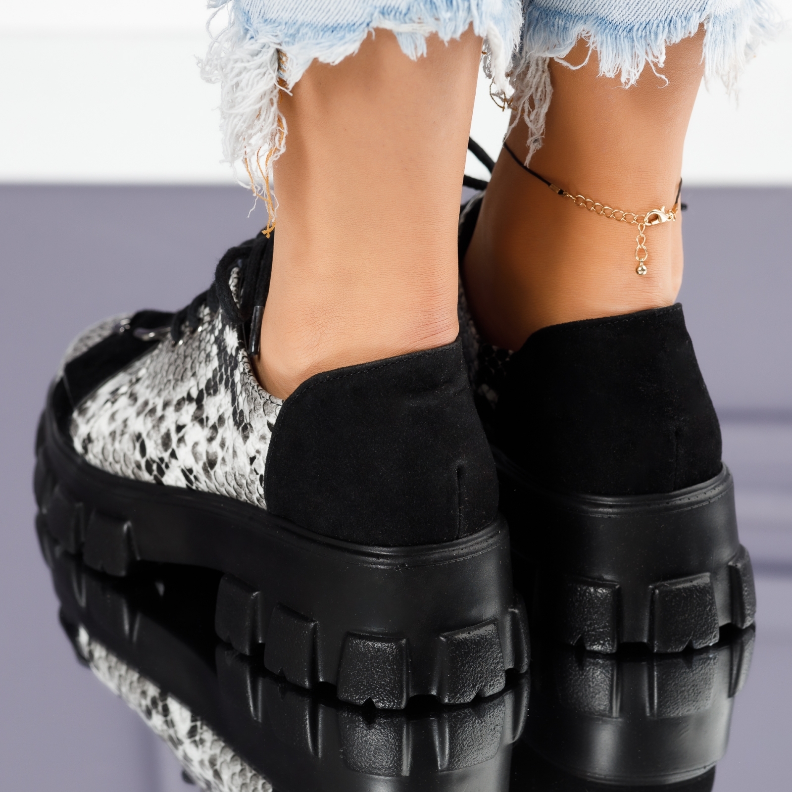 Pantofi Casual Dama Alessia Snake #4052M