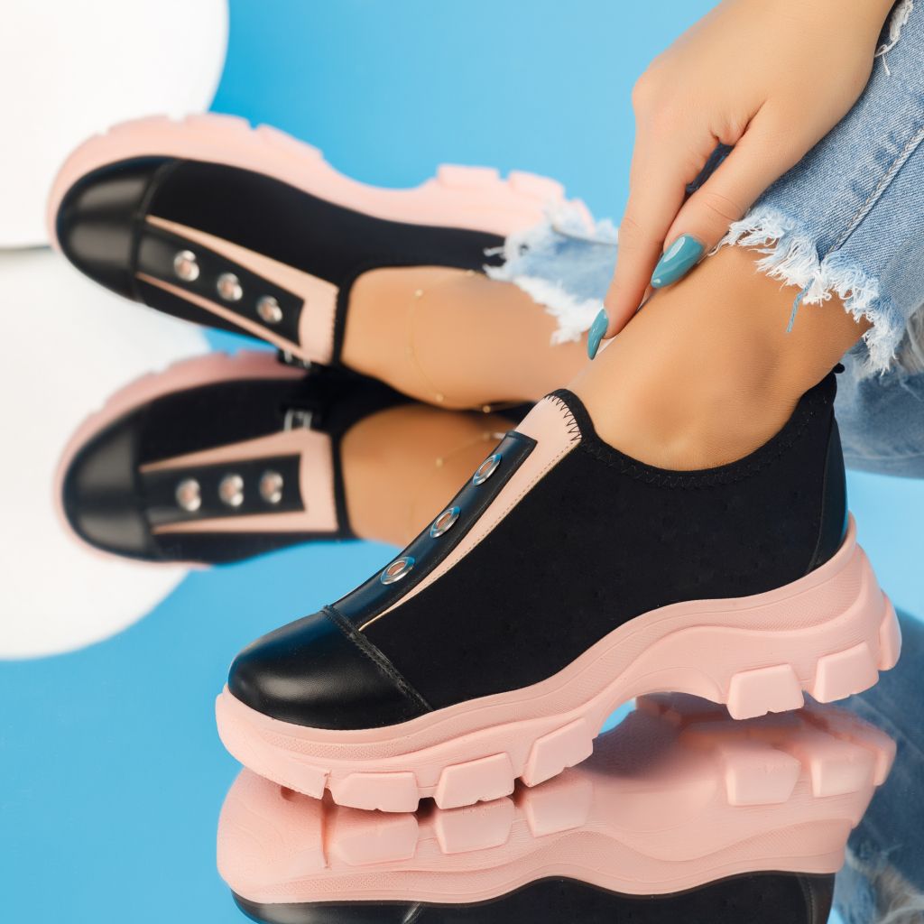 Дамски спортни обувки Abigail черен/розово #4442M