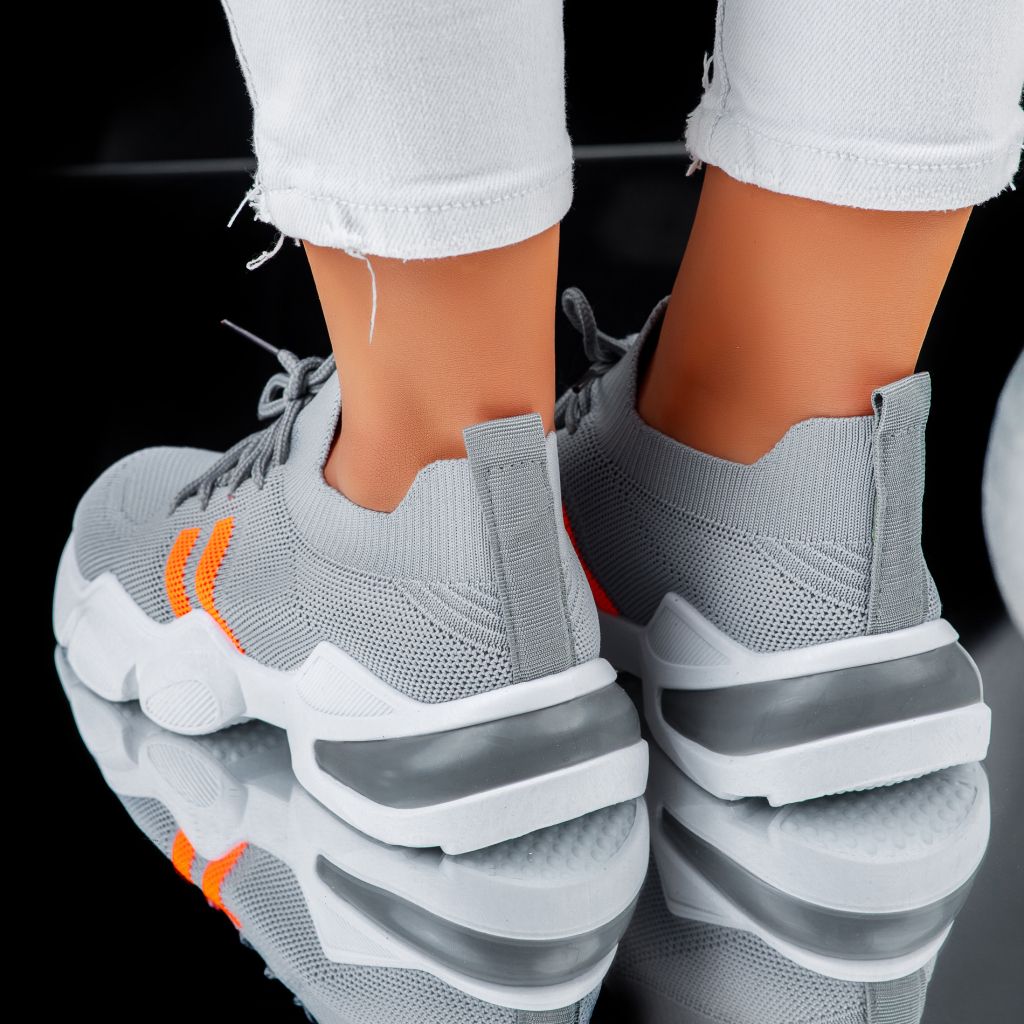 Дамски спортни обувки Karina Сиво/оранжево #6466M