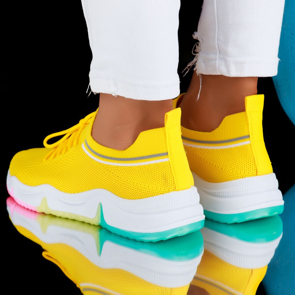 Дамски спортни обувки AlleСивоa Жълто #6871M