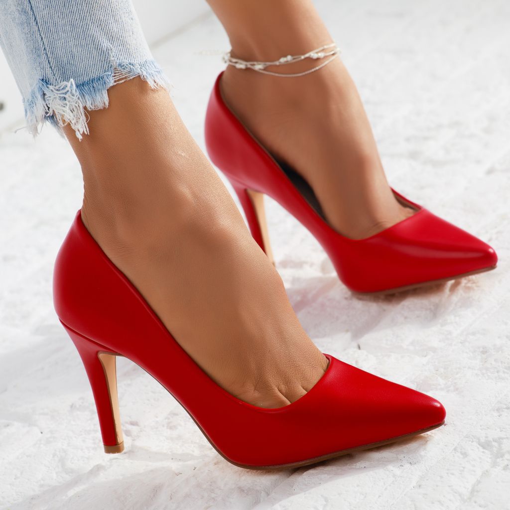 Pantofi Dama cu Toc Adana3 Rosii #7124M